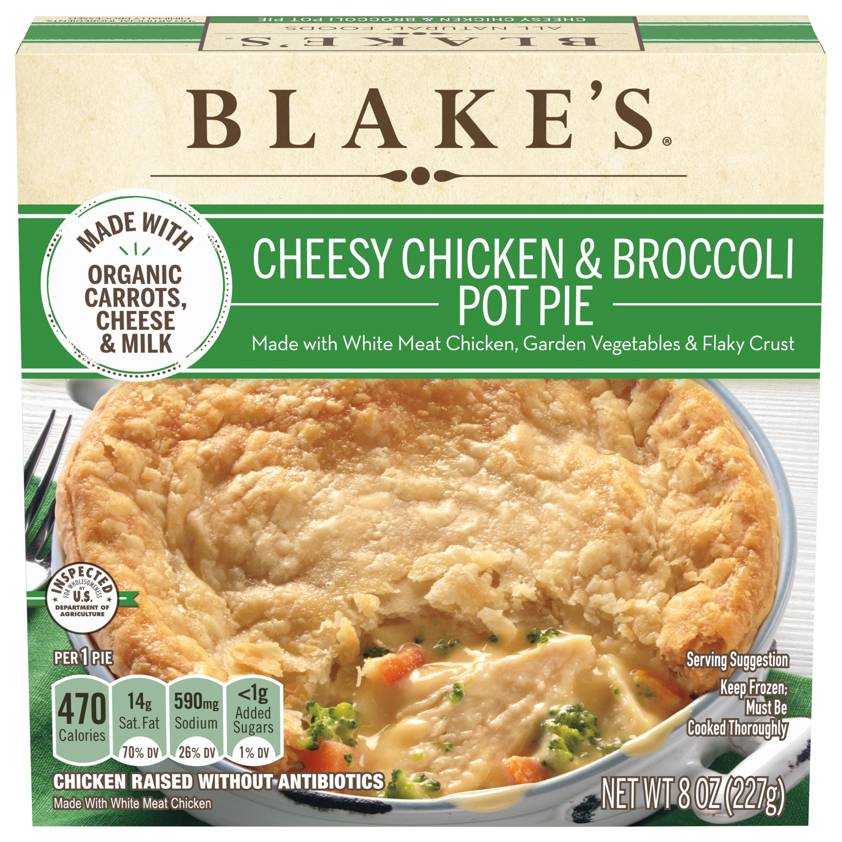 BLAKE'S Cheesy Chicken & Broccoli Pot Pie, Frozen Meal, 8 oz.