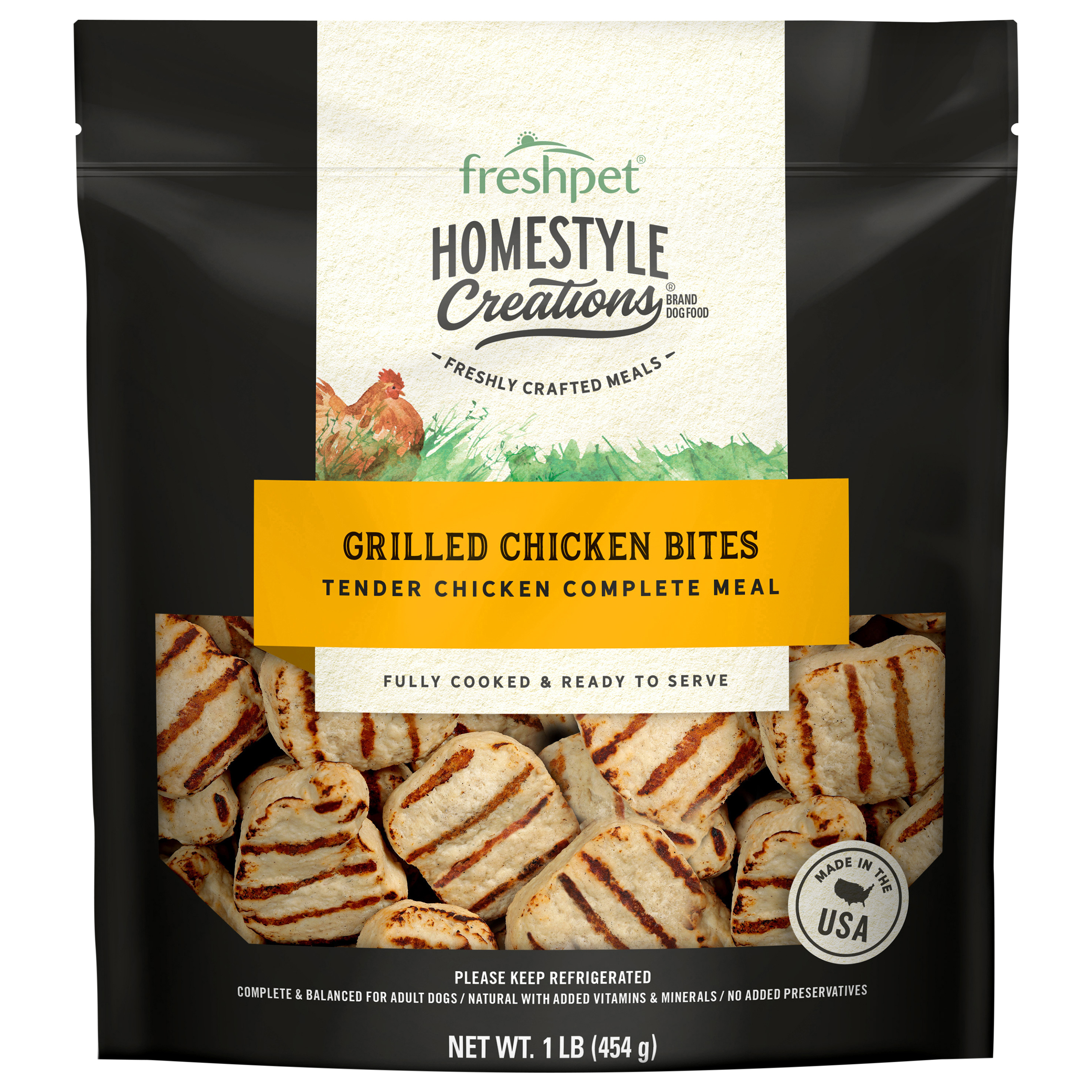 Freshpet Homestyle Creations Grilled Chicken Bites Tender Chicken Complete Meal Dog Food,