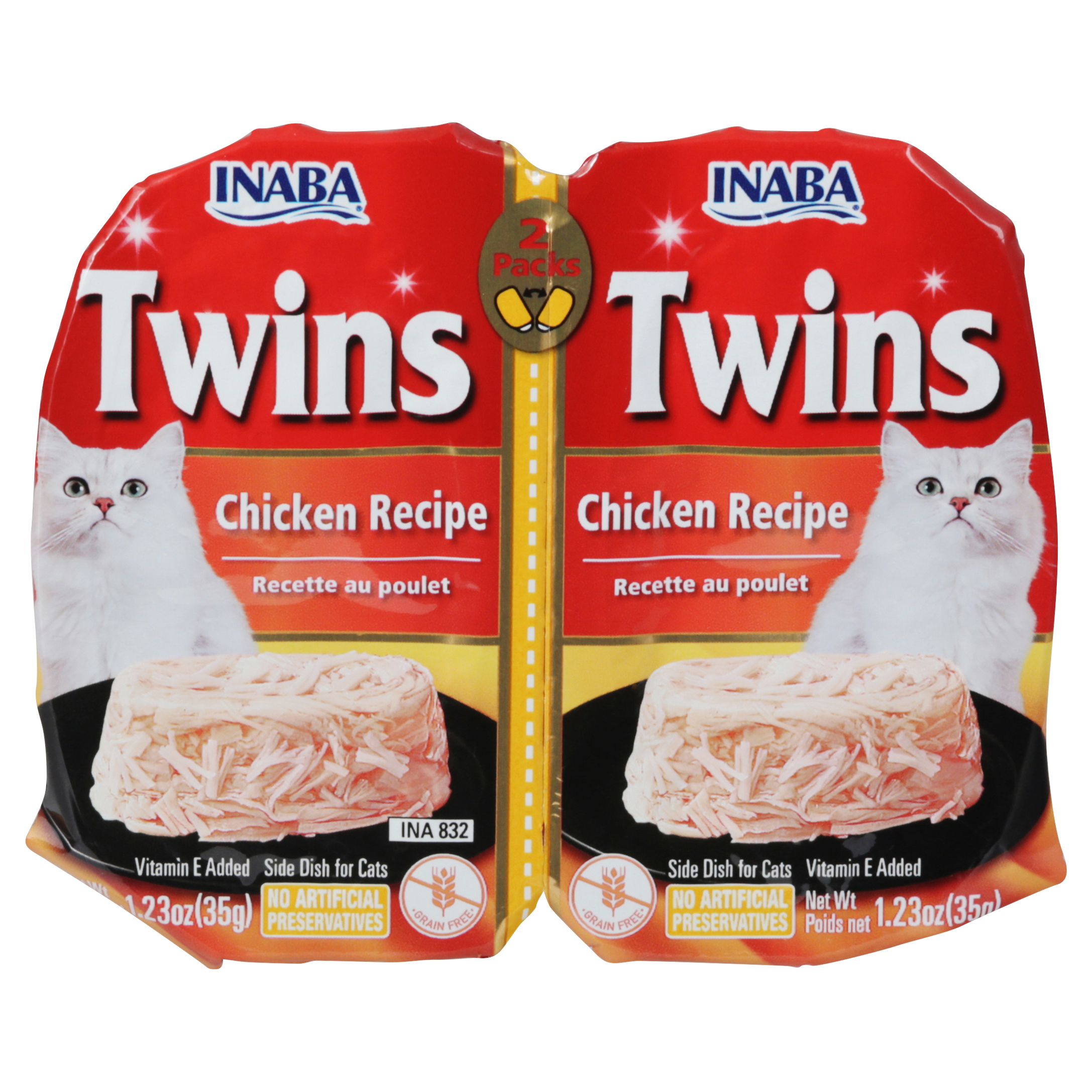 Inaba Twins Chicken Recipe Side Dish for Cats 2 - 1.23 oz Packs