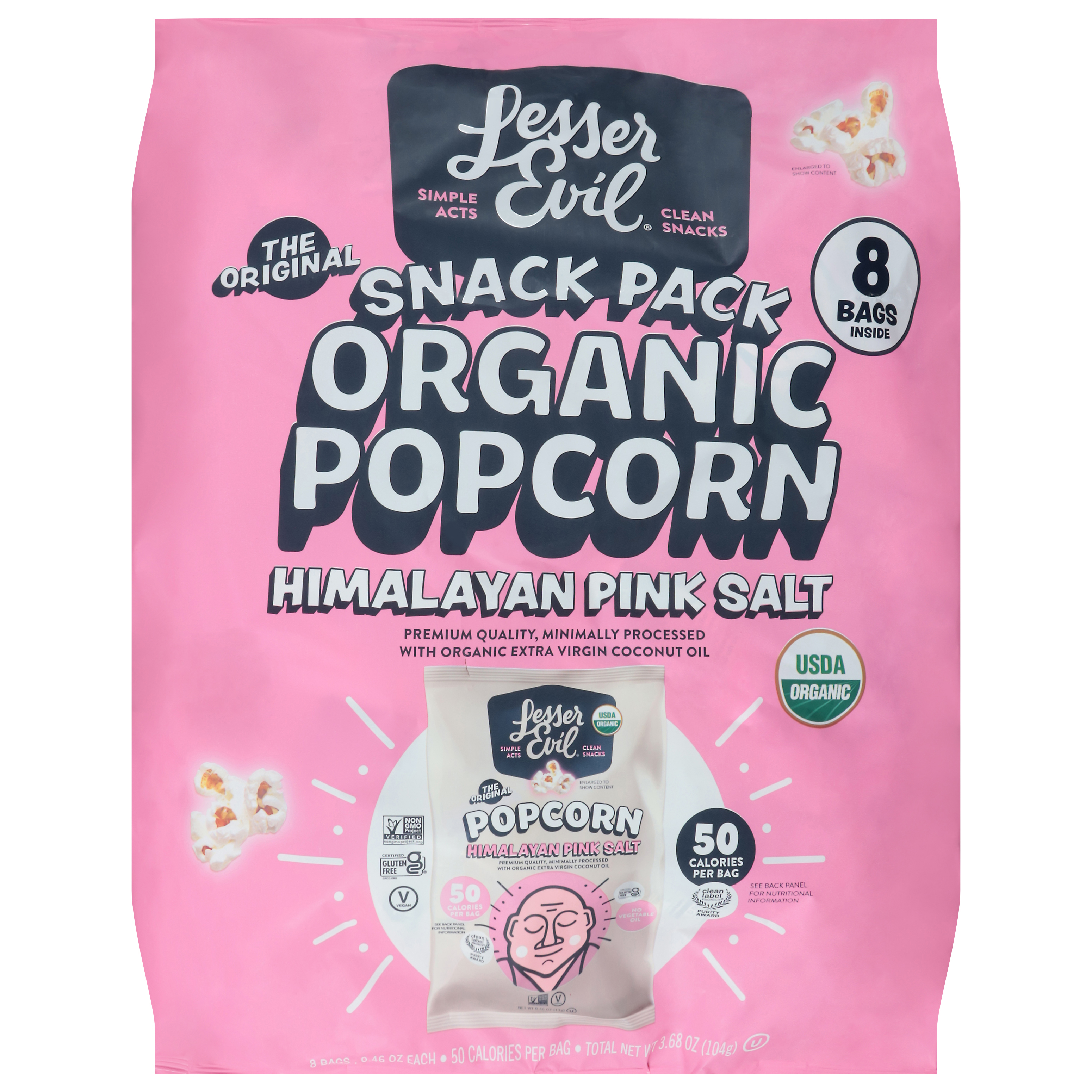 LesserEvil Organic Himalayan Pink Salt Popcorn Snack Pack