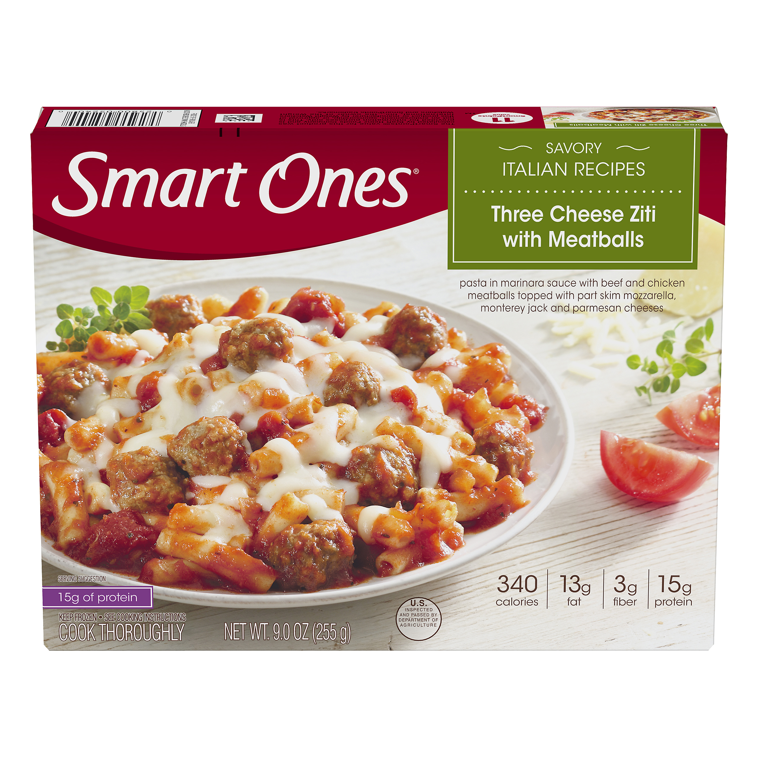 Smart Ones Savory Italian Recipe Three Cheese Ziti with Meatballs 9 oz