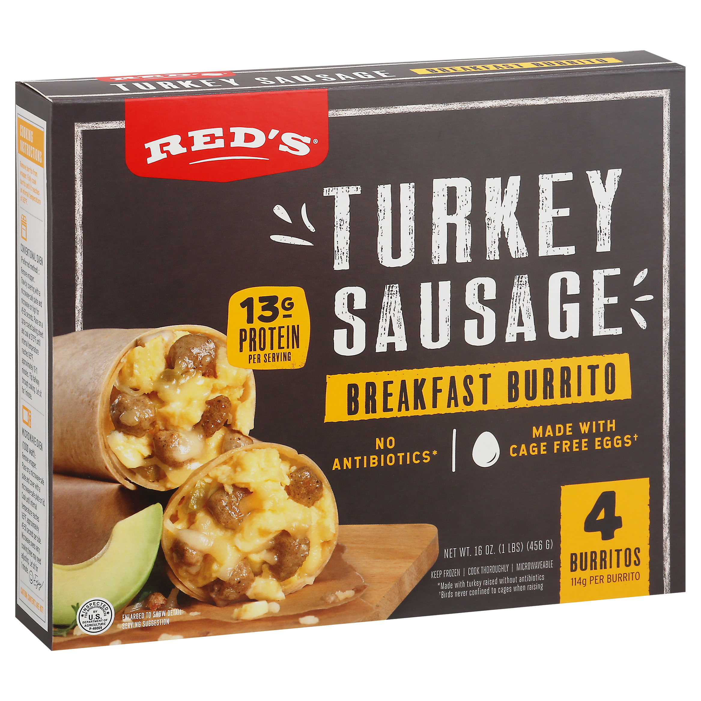 Red's Turkey Sausage Breakfast Burrito 4 - 114 g Burritos