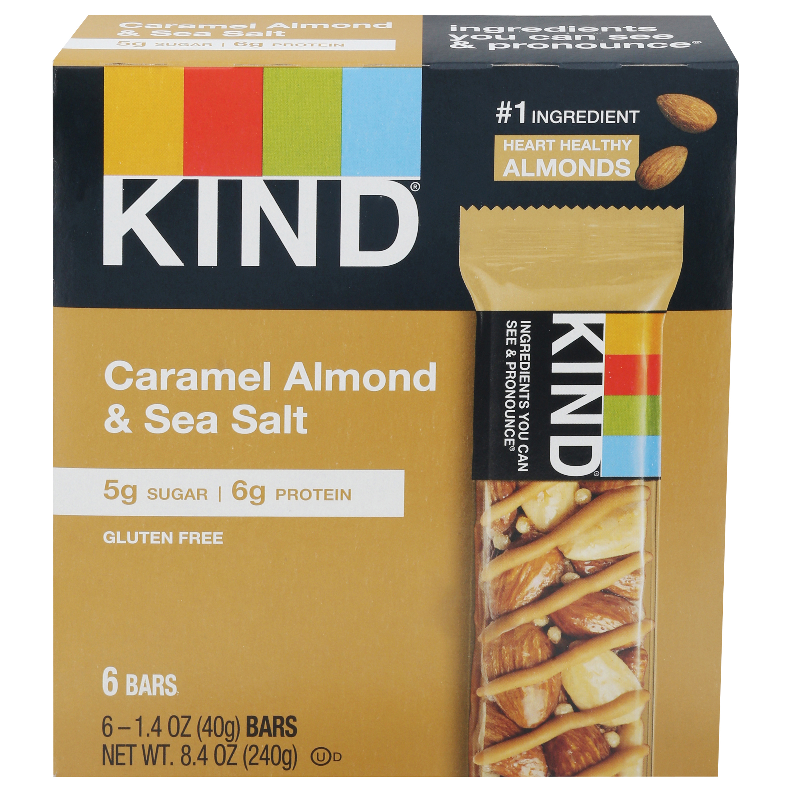 Kind Caramel Almond & Sea Salt Bars 6 - 1.4 oz ea