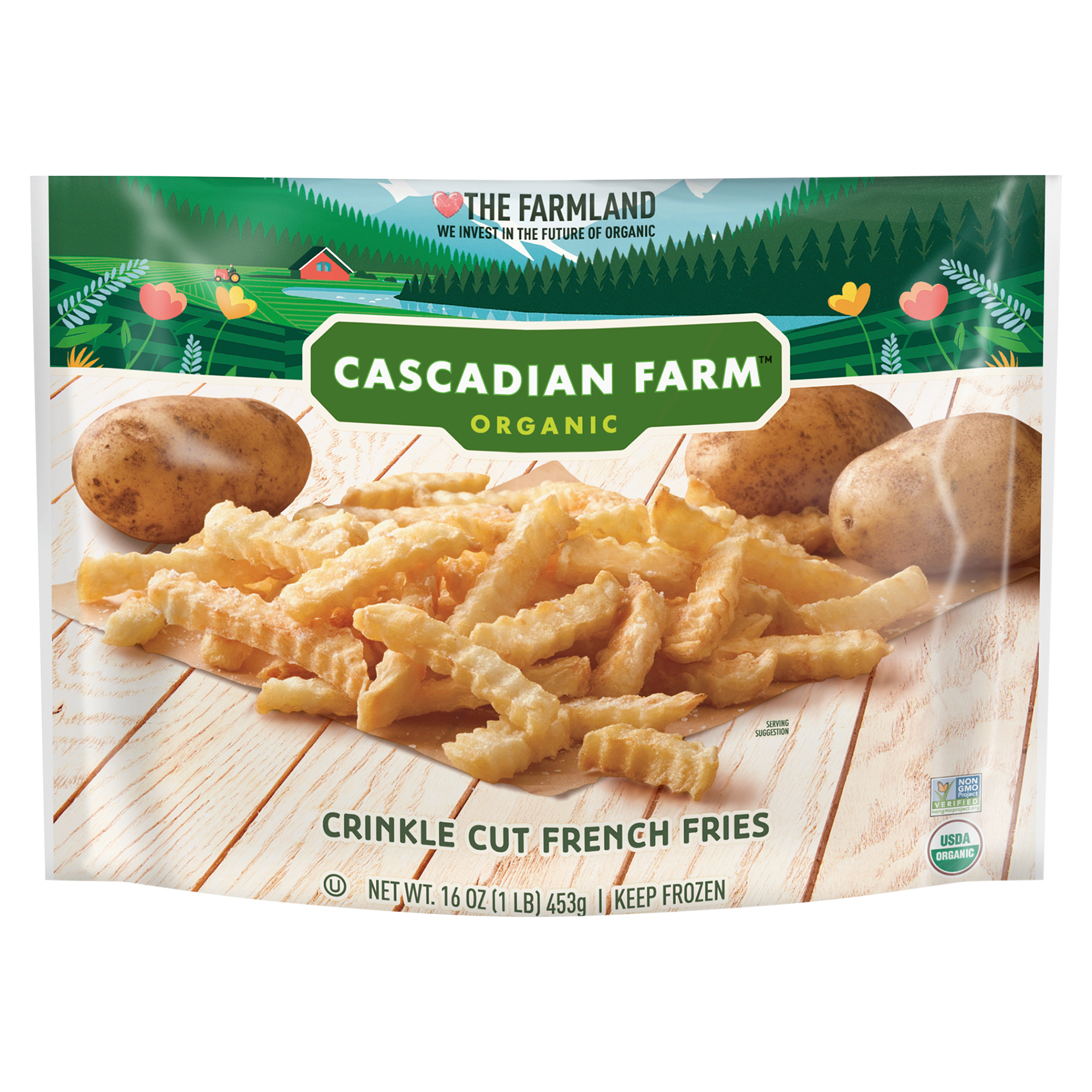 Cascadian Farm Organic, Crinkle Cut French Fries, Frozen Potatoes, Non-GMO,