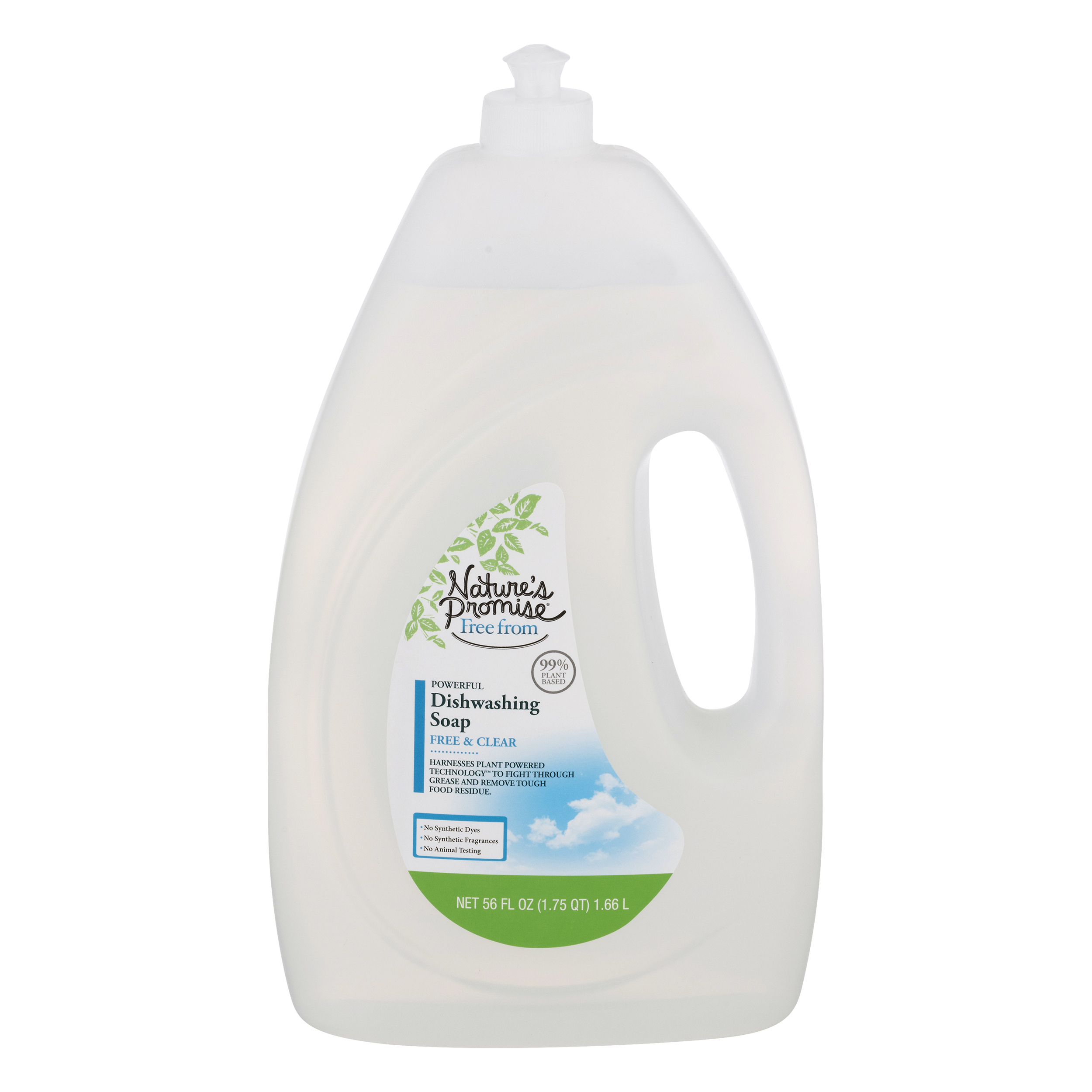 Nature's Promise Free & Clear Powerful Dishwashing Soap 56 oz BOTTLE