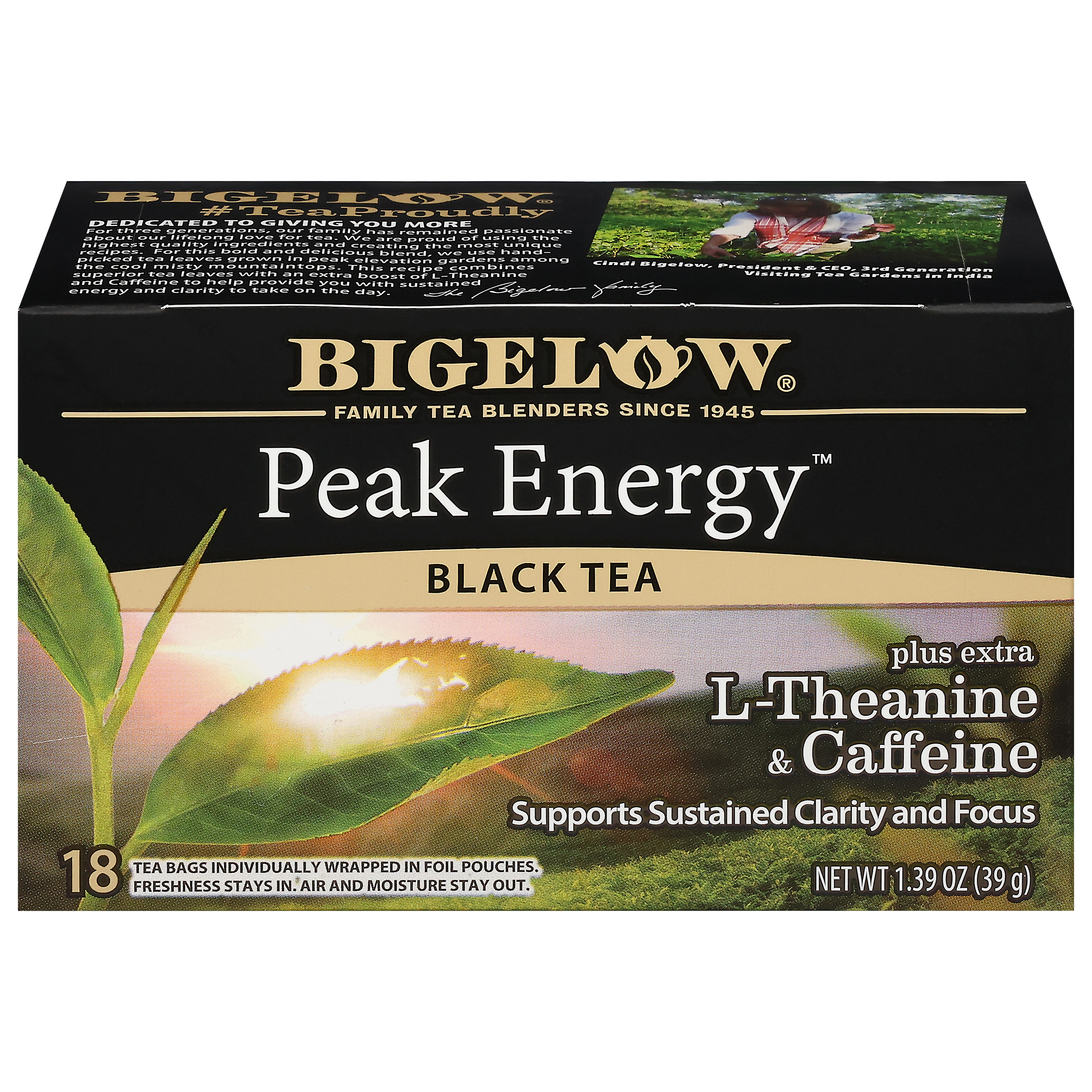 Bigelow Peak Energy Black Tea Plus Extra L-Theanine & Caffeine 18 Tea Bags