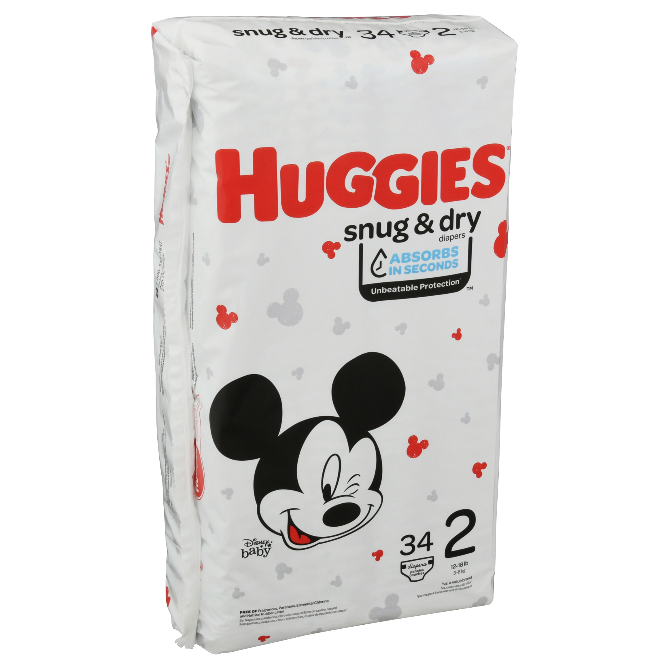 Huggies Snug & Dry 2 (12-18 lb) Disney Baby Diapers 34 ea