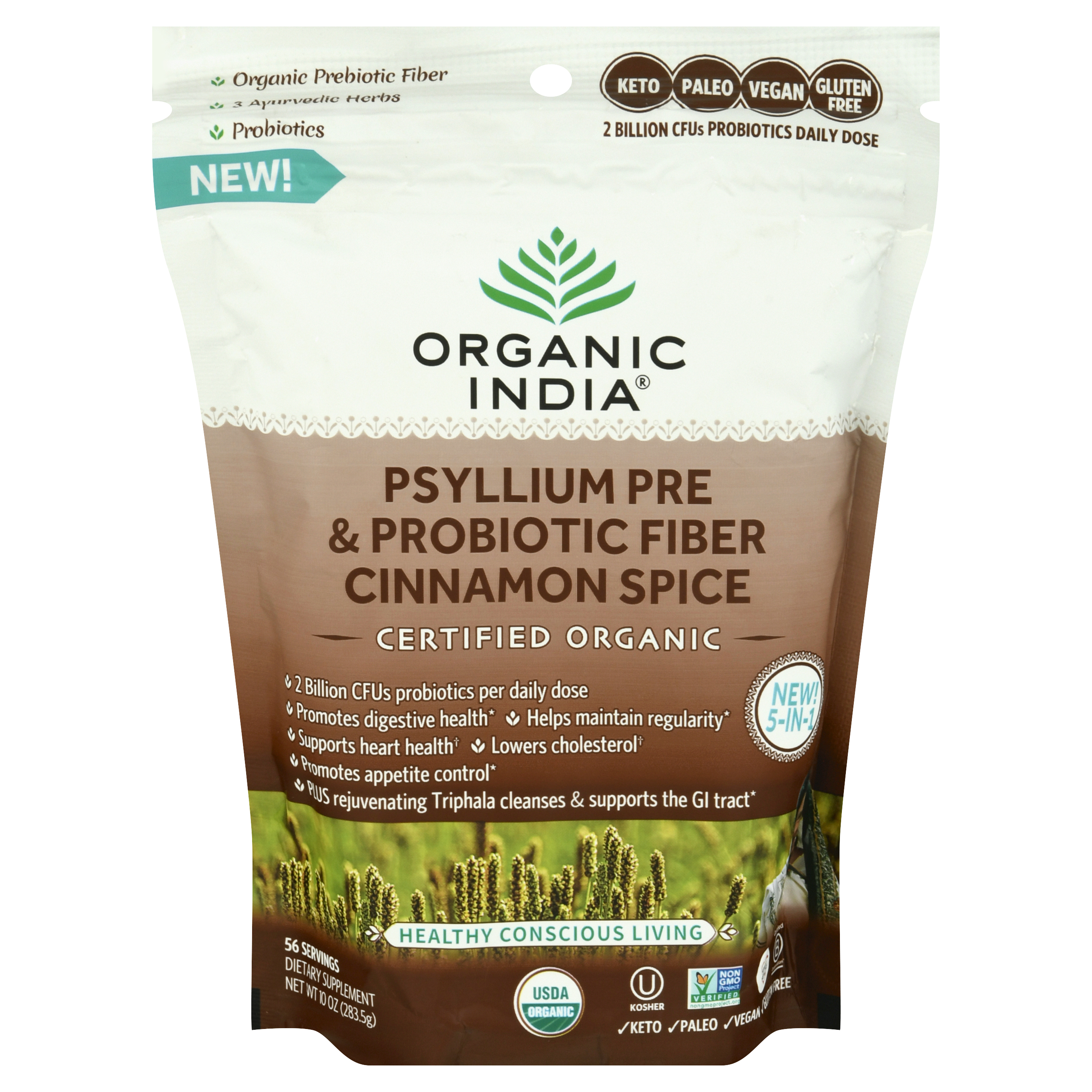 Organic India Cinnamon Spice Psyllium Pre & Probiotic Fiber