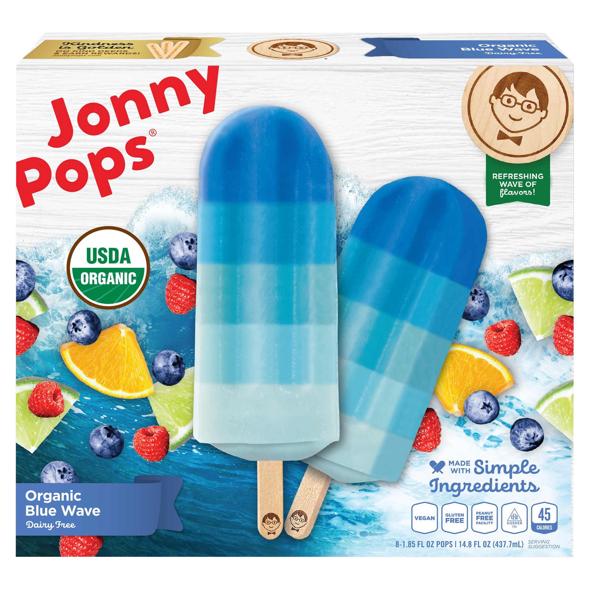 JonnyPops Organic Blue Wave Water Pops