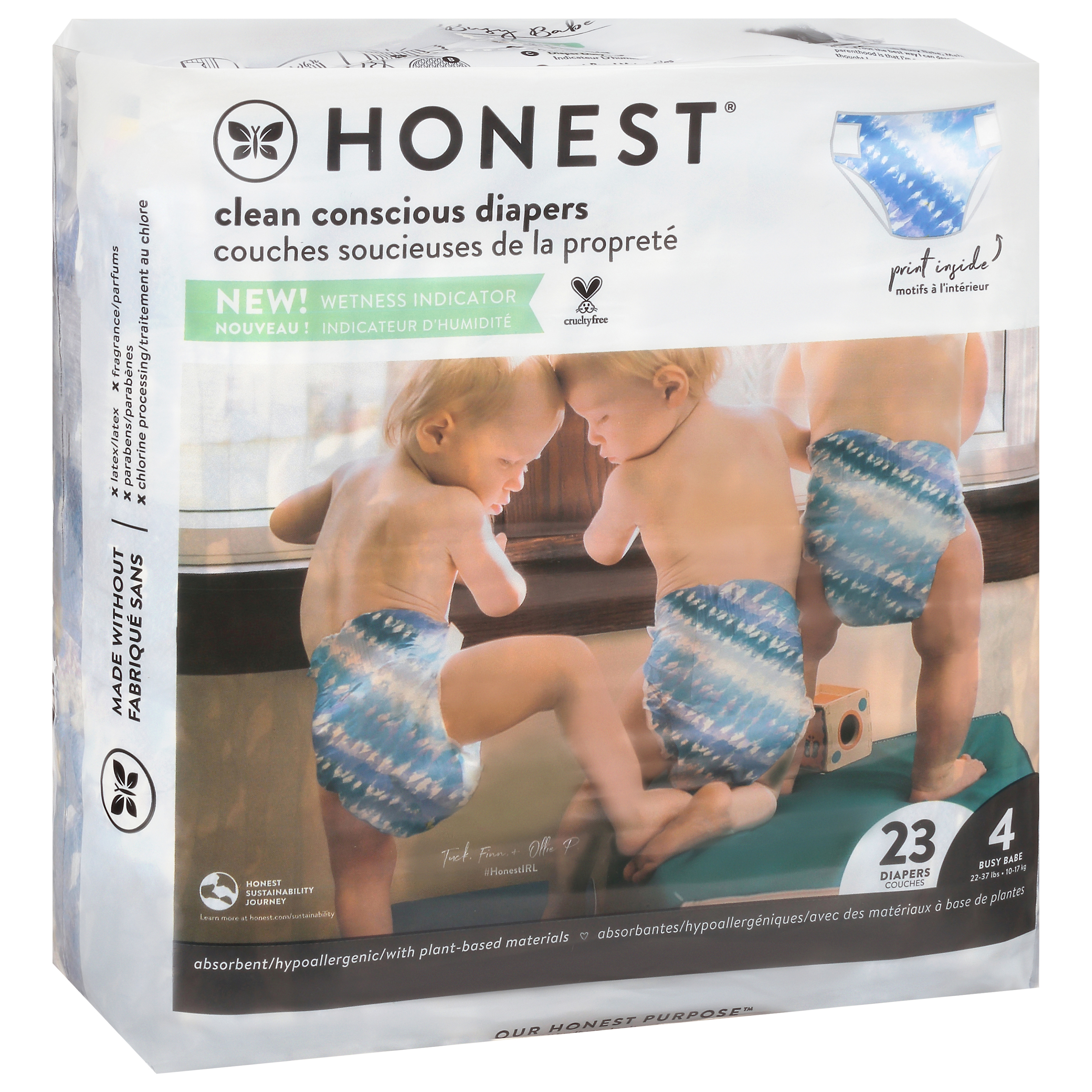 Honest Busy Babe Tie-Die Size 4 (22-37 lbs) Diapers