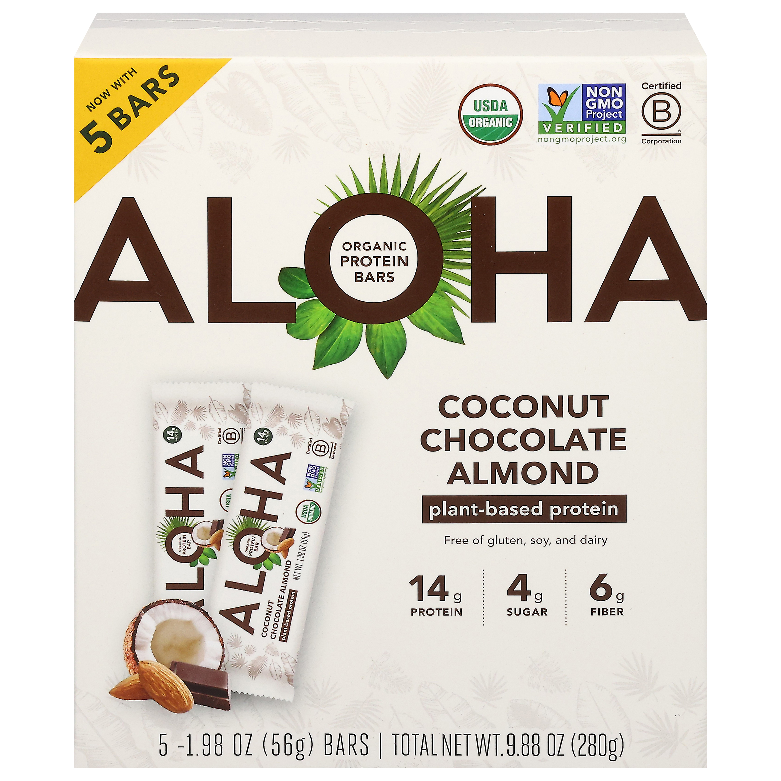 Aloha Organic Coconut Chocolate Almond Protein Bars