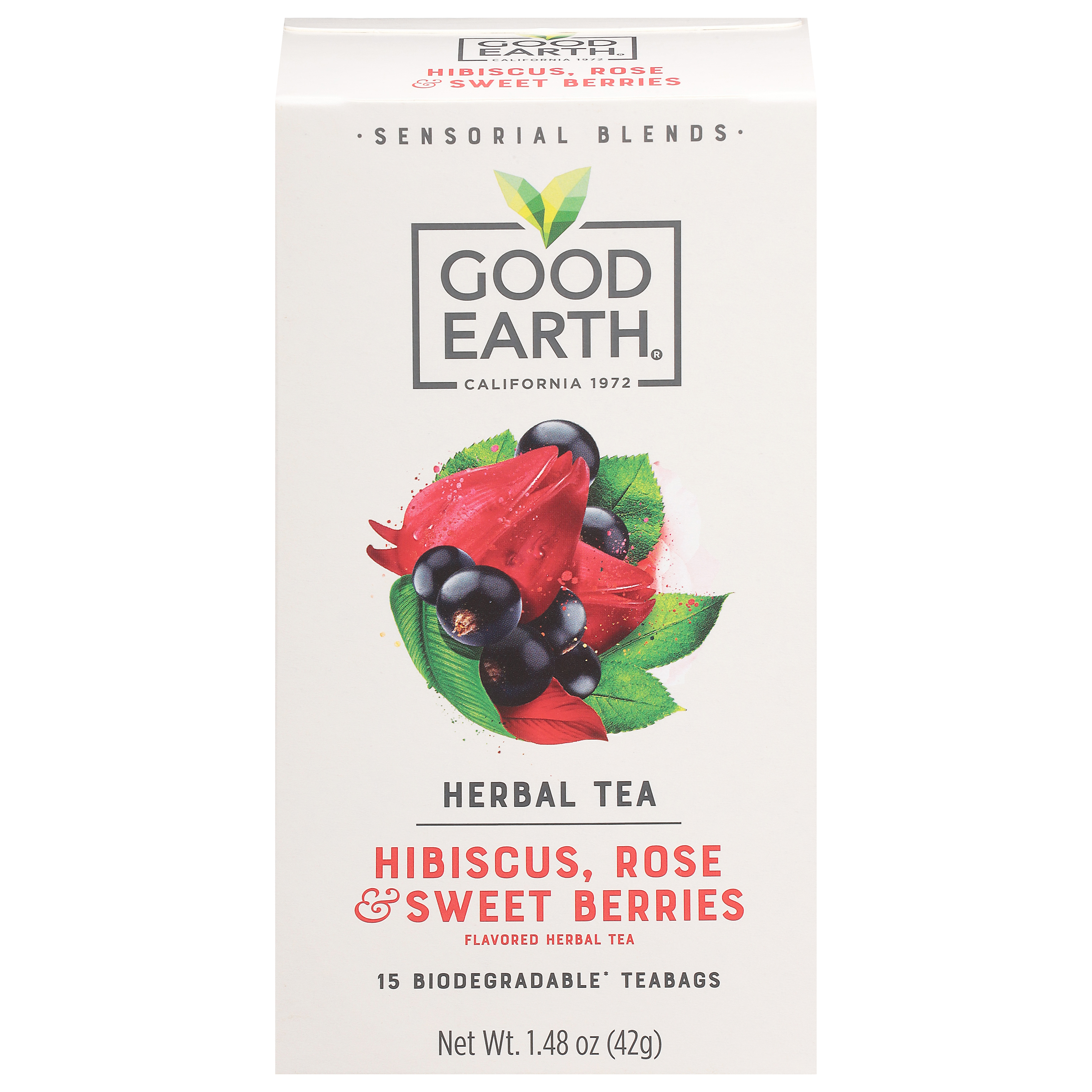 Good Earth Hibiscus, Rose & Sweet Berries Herbal Tea 15 Tea Bags