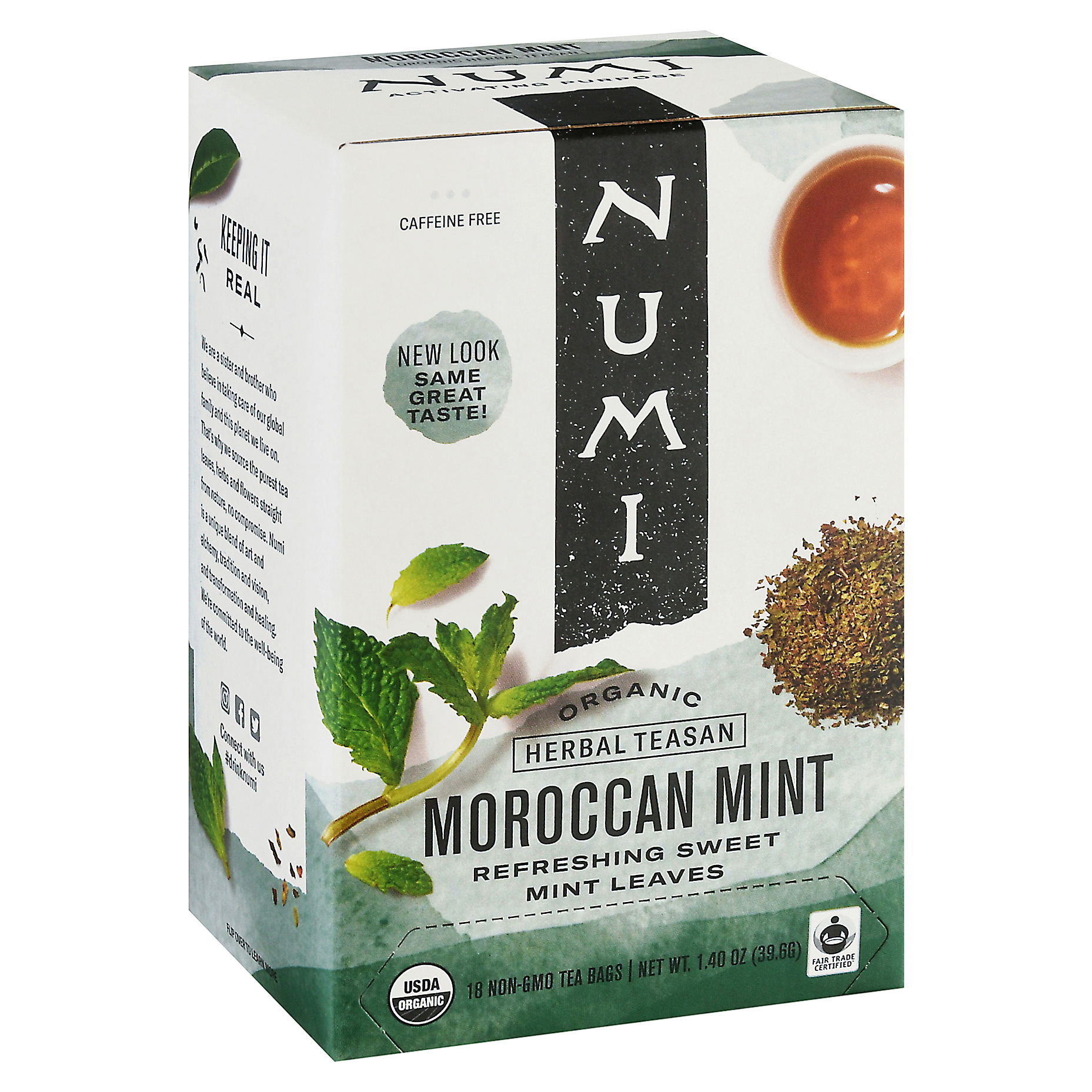 Numi Organic Caffeine Free Moroccan Mint Herbal Tea Bags