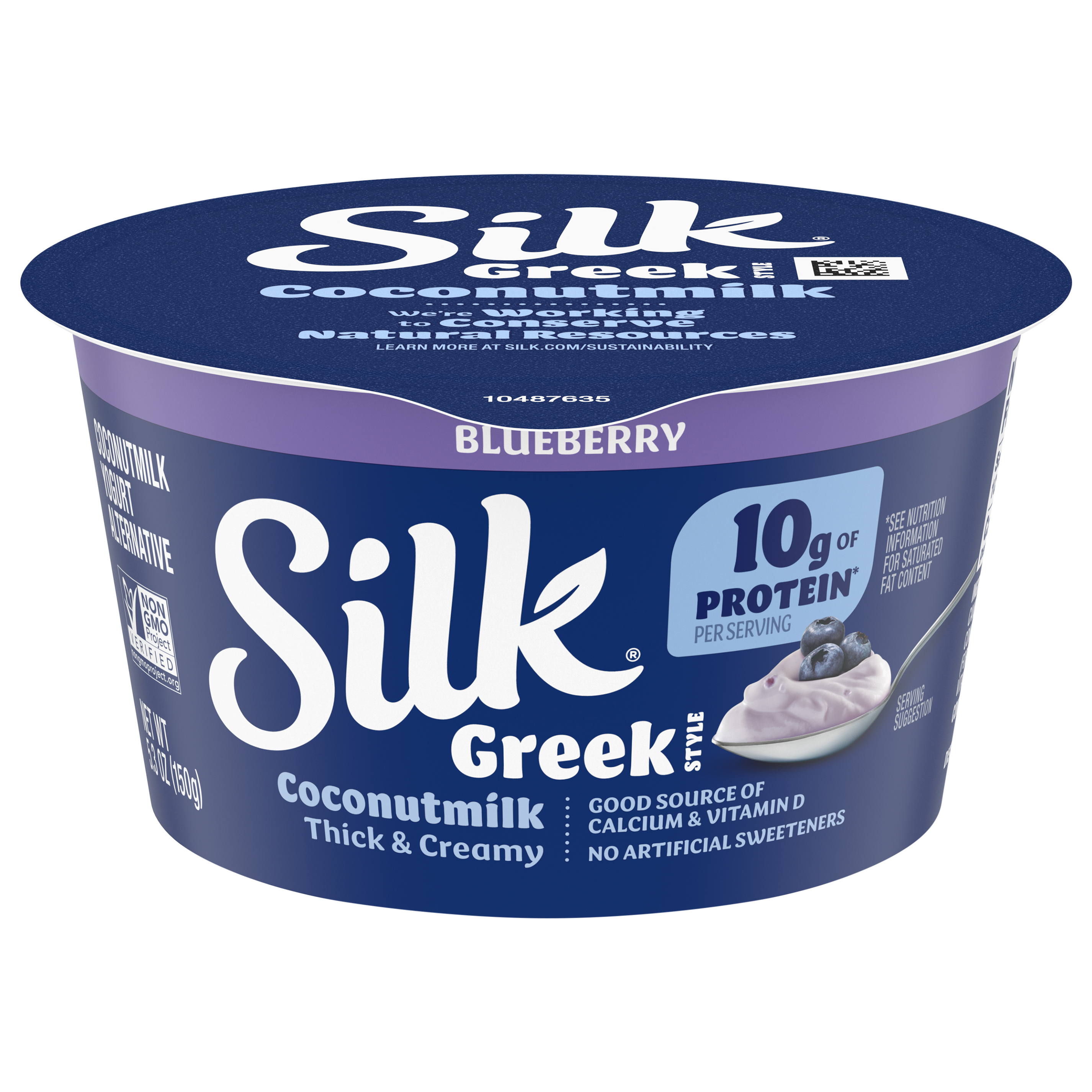 Silk Blueberry Dairy Free, Plant Based, Greek Style Coconut Milk Yogurt Alternative, 5.3 OZ Container