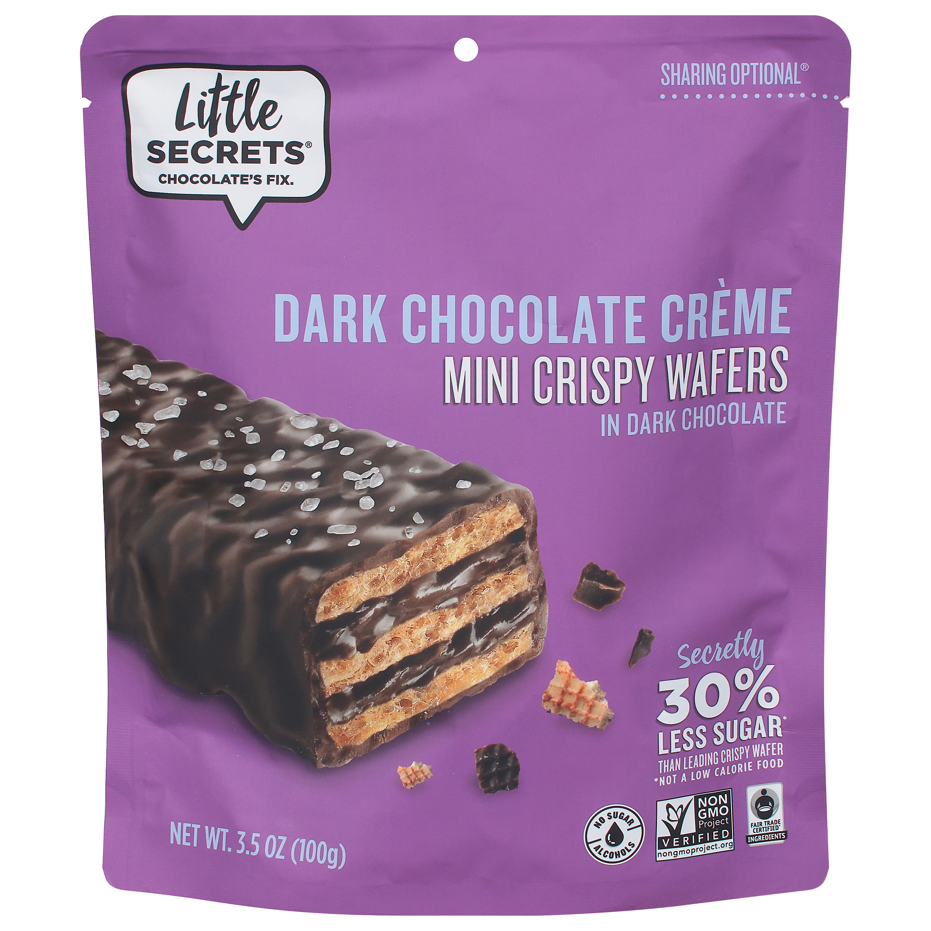 Little Secrets Dark Chocolate Creme Mini Crispy Wafers in Dark Chocolate