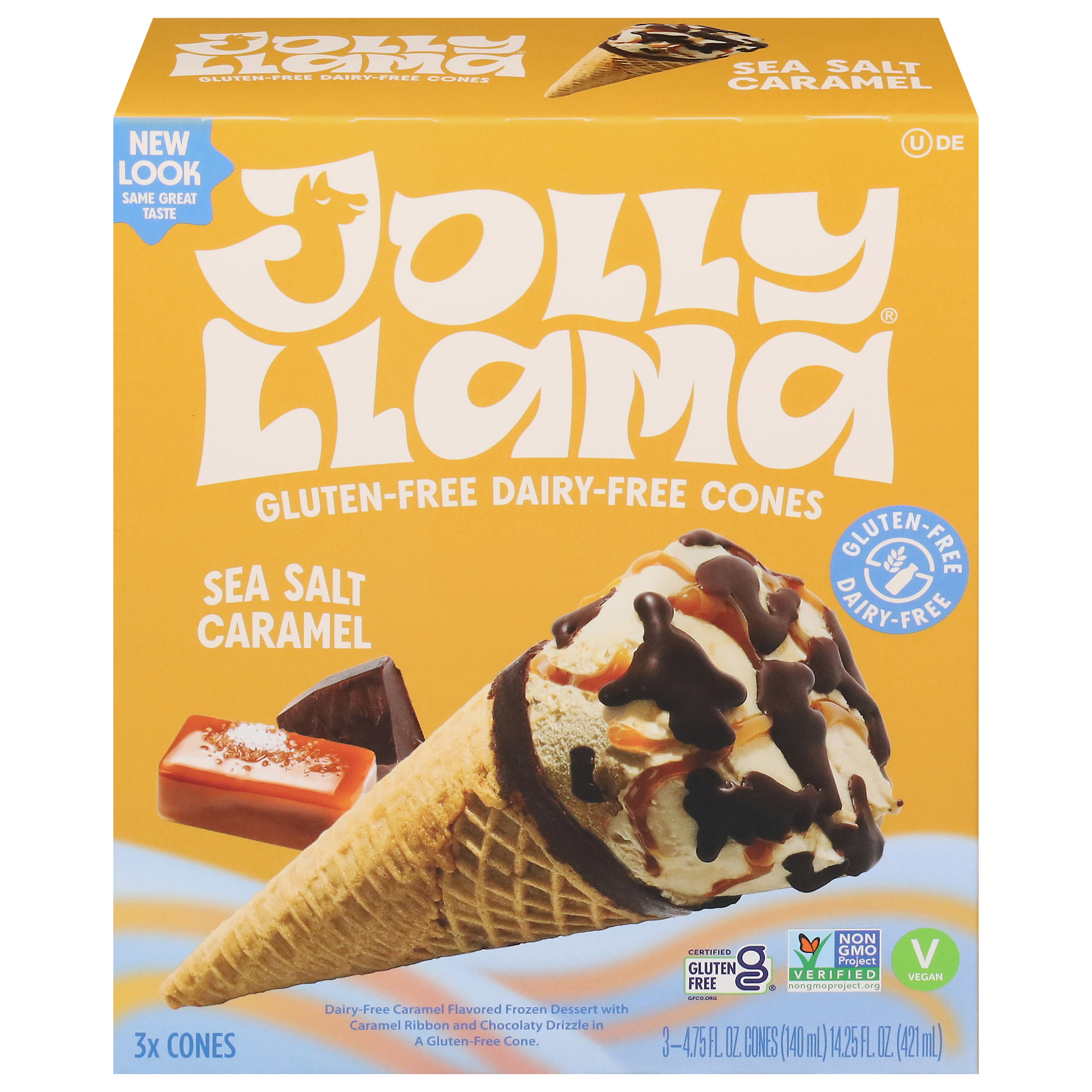 Jolly Llama Gluten Free & Dairy-Free Sea Salt Caramel Cones