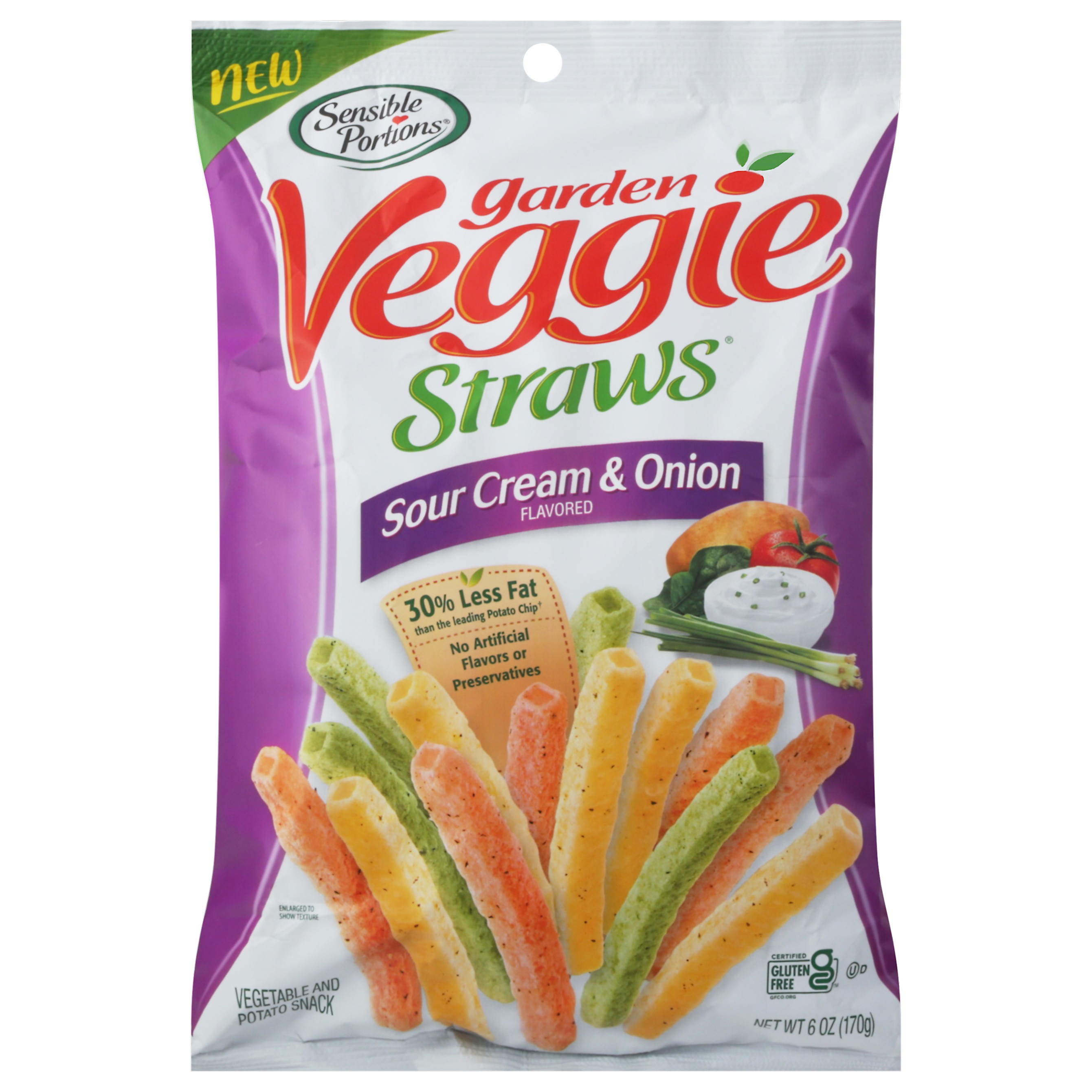 Sensible Portions Garden Veggie Straws Sour Cream & Onion Flavored Vegetable and Potato Snack