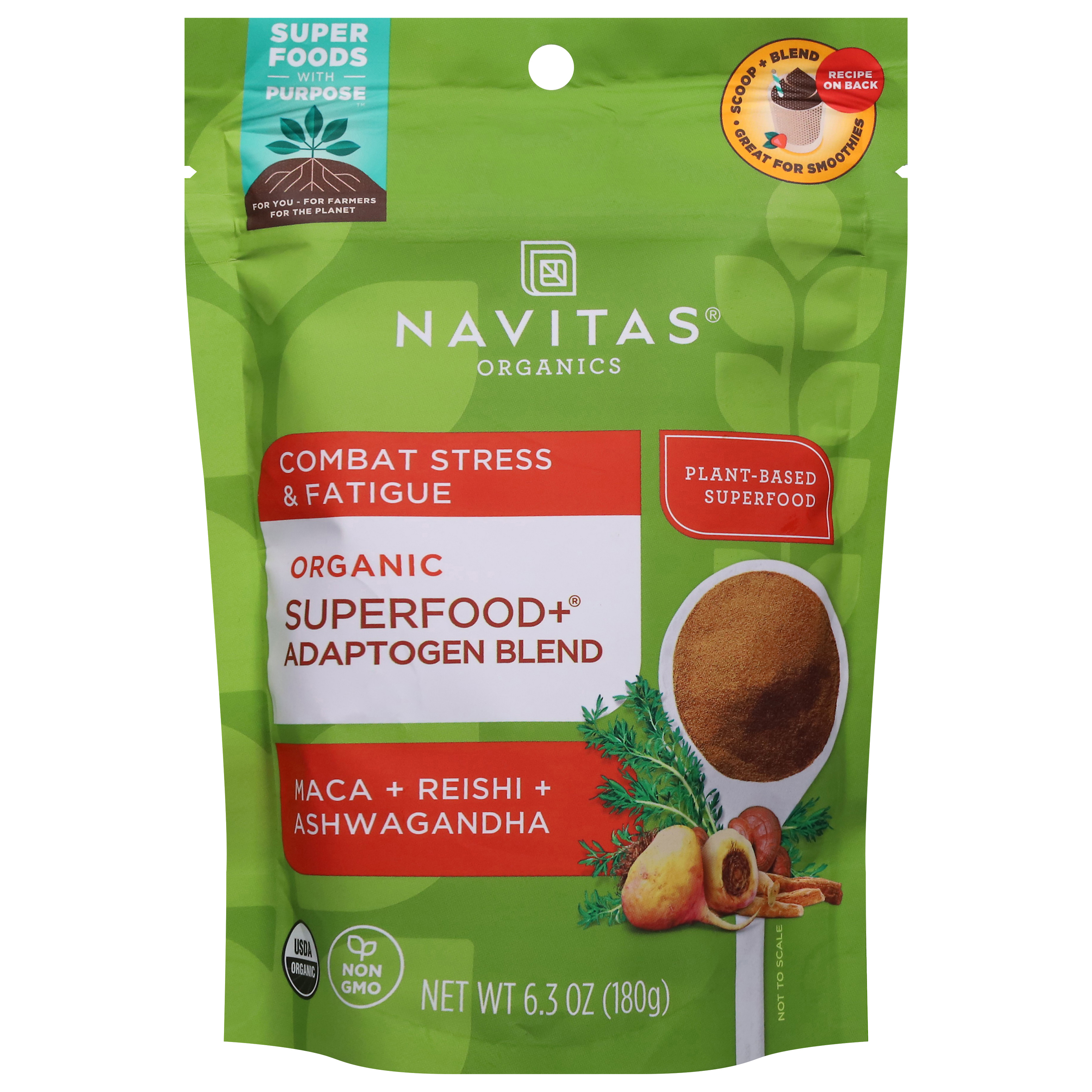 Navitas Organics Organic Maca + Reishi + Ashwagandha Superfood + Adaptogen Blend