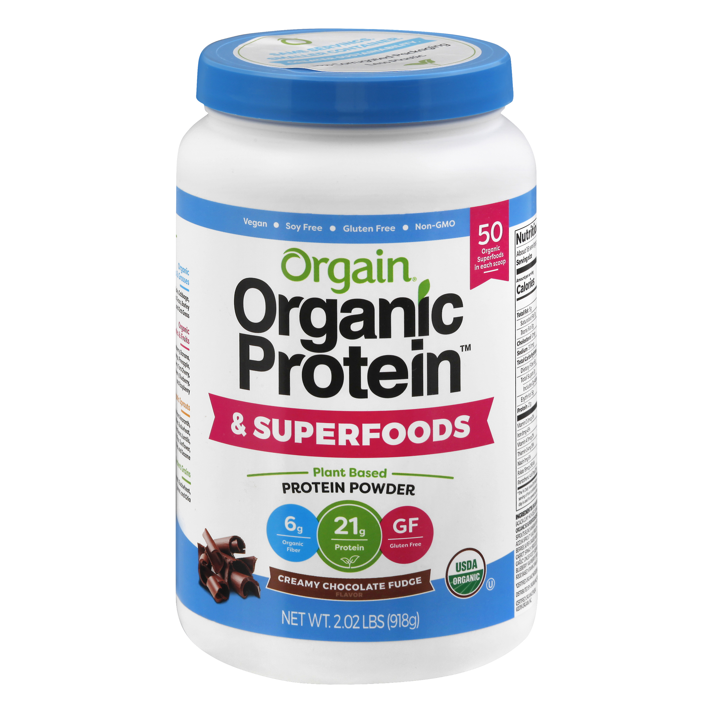 Orgain Organic Protein Superfoods Creamy Chocolate Fudge Flavor Protein Powder