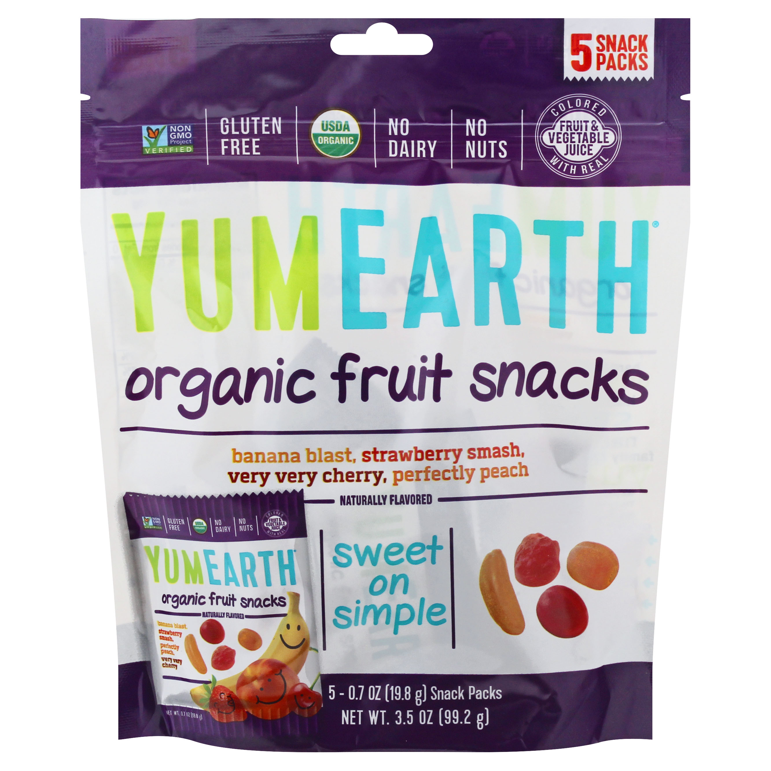 YumEarth 5 Snack Packs Organic Assorted Fruit Snacks