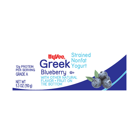 HyVee Nonfat Strained Greek Blueberry Yogurt 5.3 oz