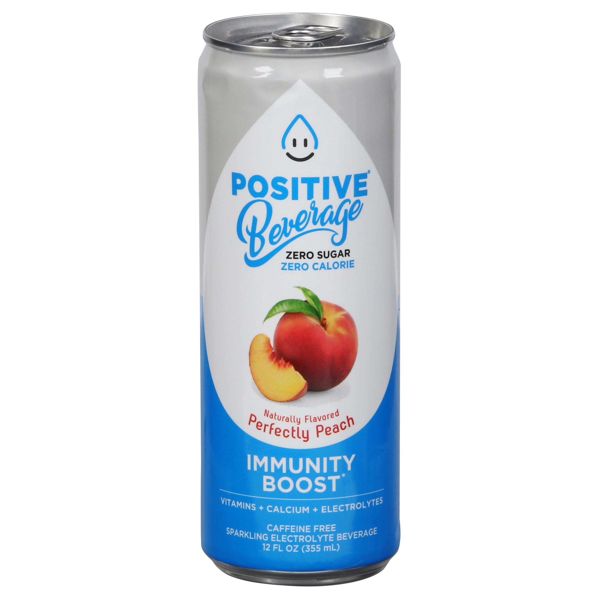 Positive Beverage Sparkling Zero Calorie Immunity Boost Perfectly Peach Electrolyte Beverage