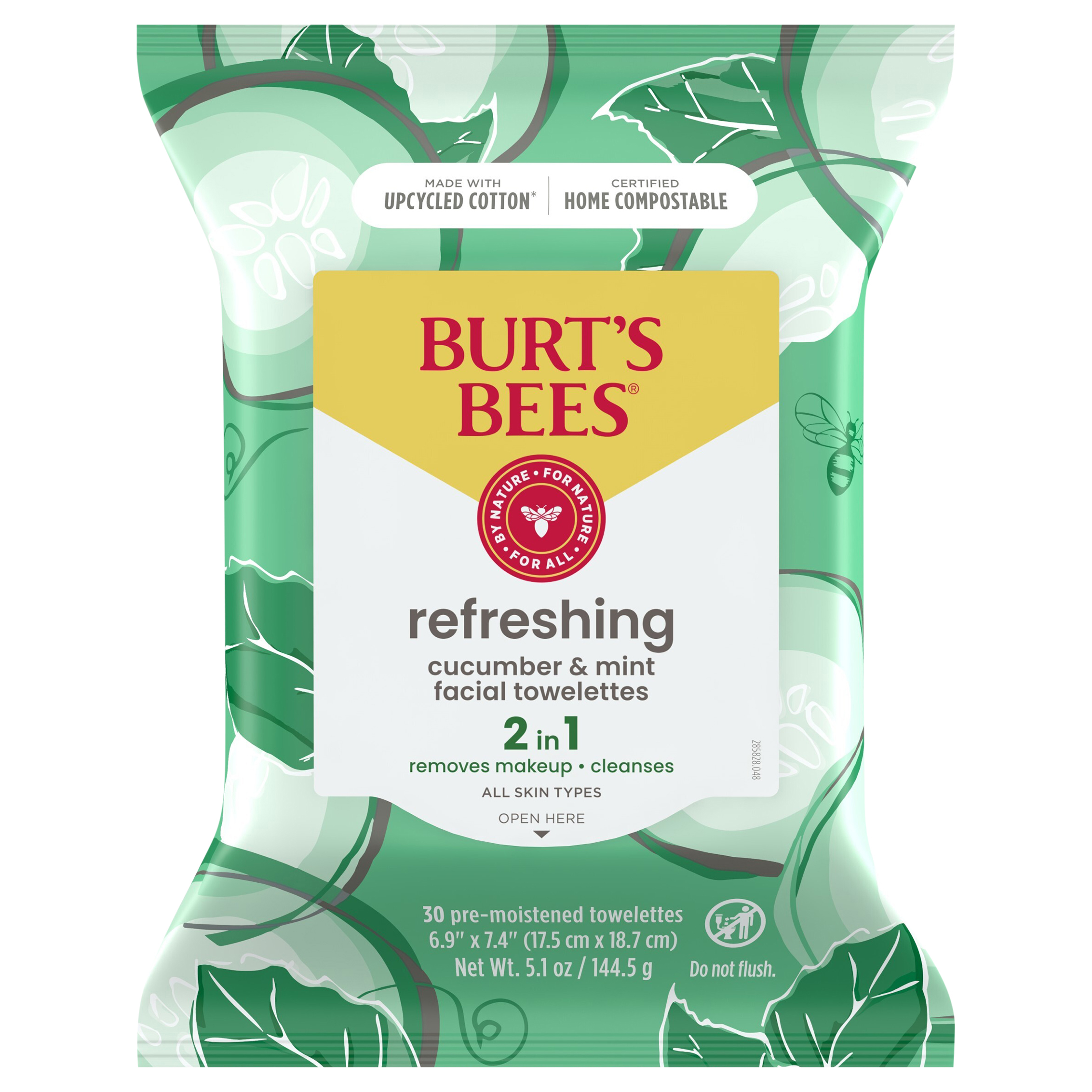 Burt's Bees Refreshing Pre-moistened with Cucumber & Mint Scent Facial Cleanser Towelettes