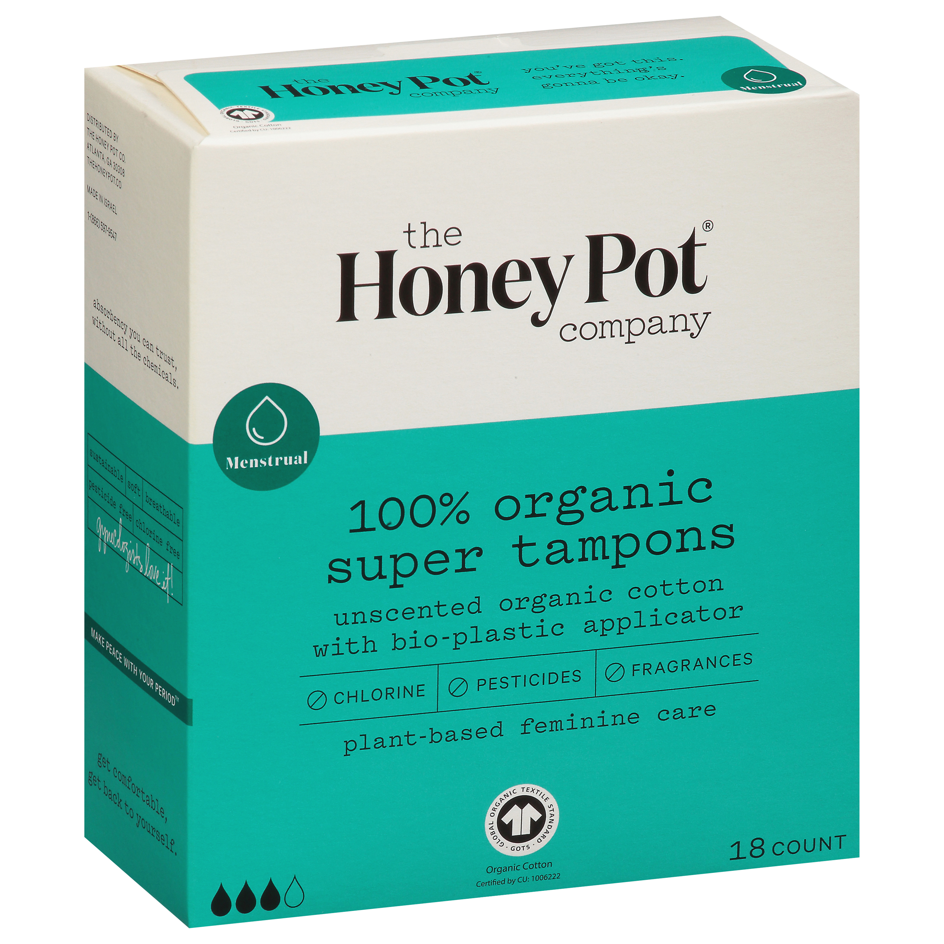 Honey Pot Super 100% Organic Unscented Tampons