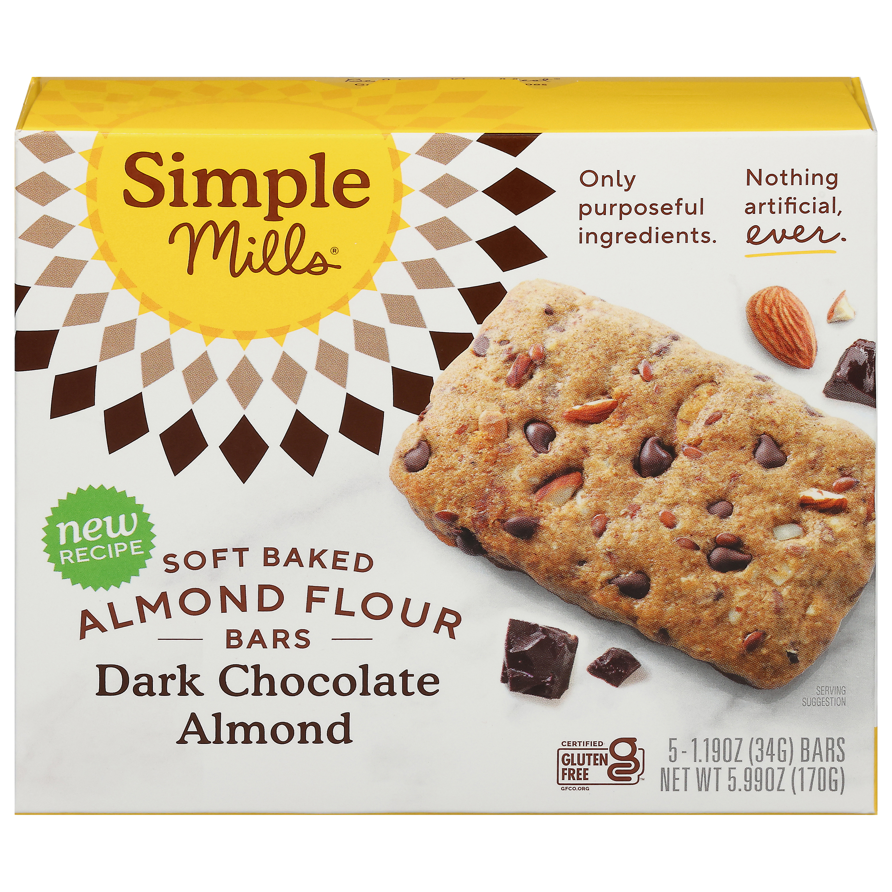 Simple Mills Soft Baked Almond Flour Dark Chocolate Almond Bars