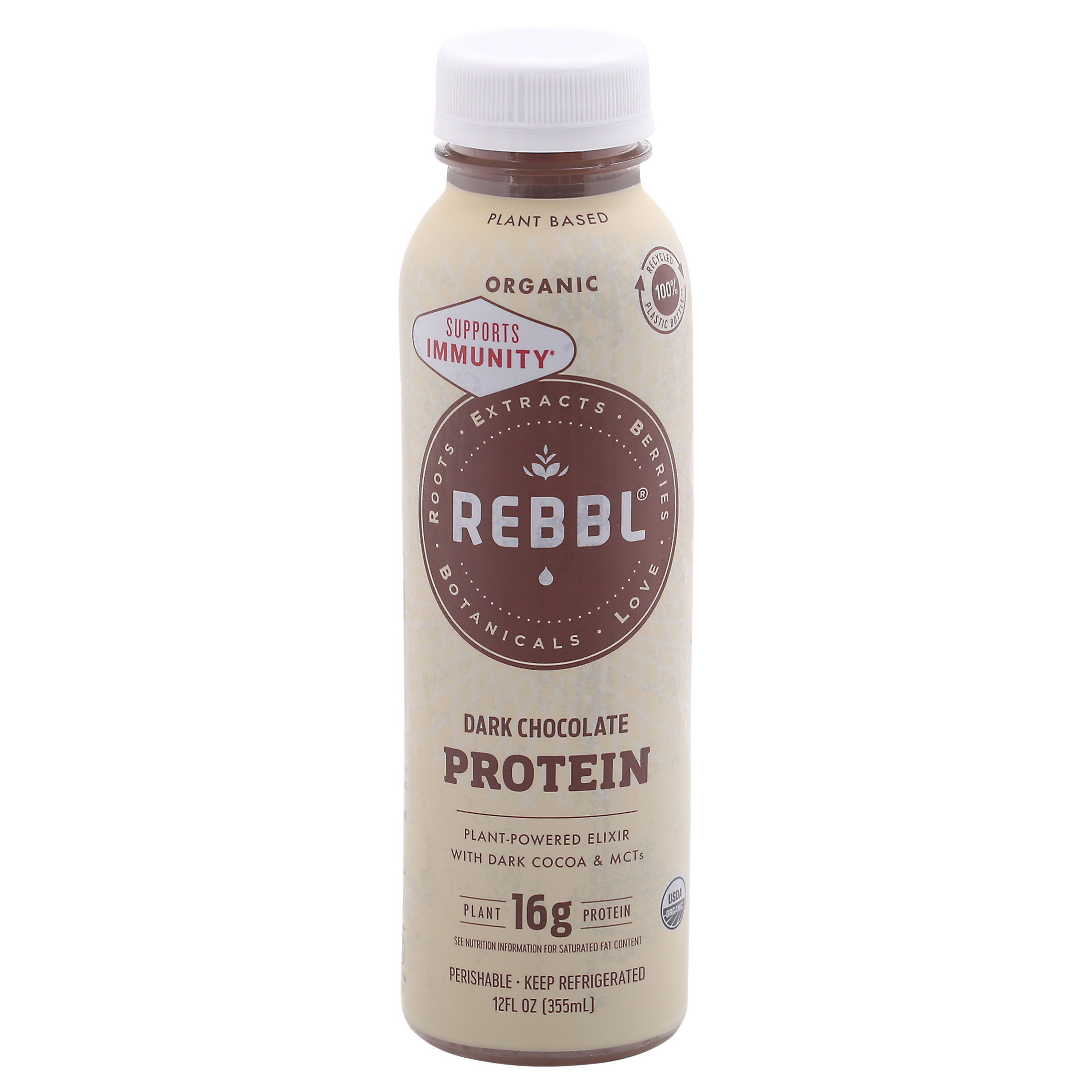 Rebbl Organic Protein Dark Chocolate Plant- Powered Elixir