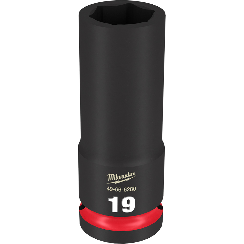Product image for Milwaukee 49-66-6280 SHOCKWAVE™ Impact Duty™ 19mm Deep 6-Point Socket, 1/2" Drive