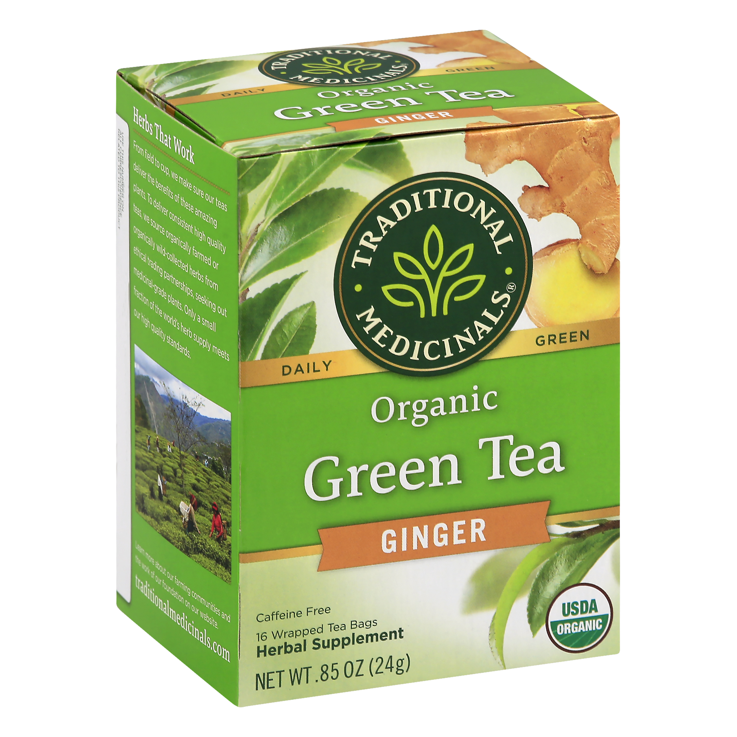 Traditional Medicinals Organic Tea Bags Ginger Green Tea Herbal Supplement