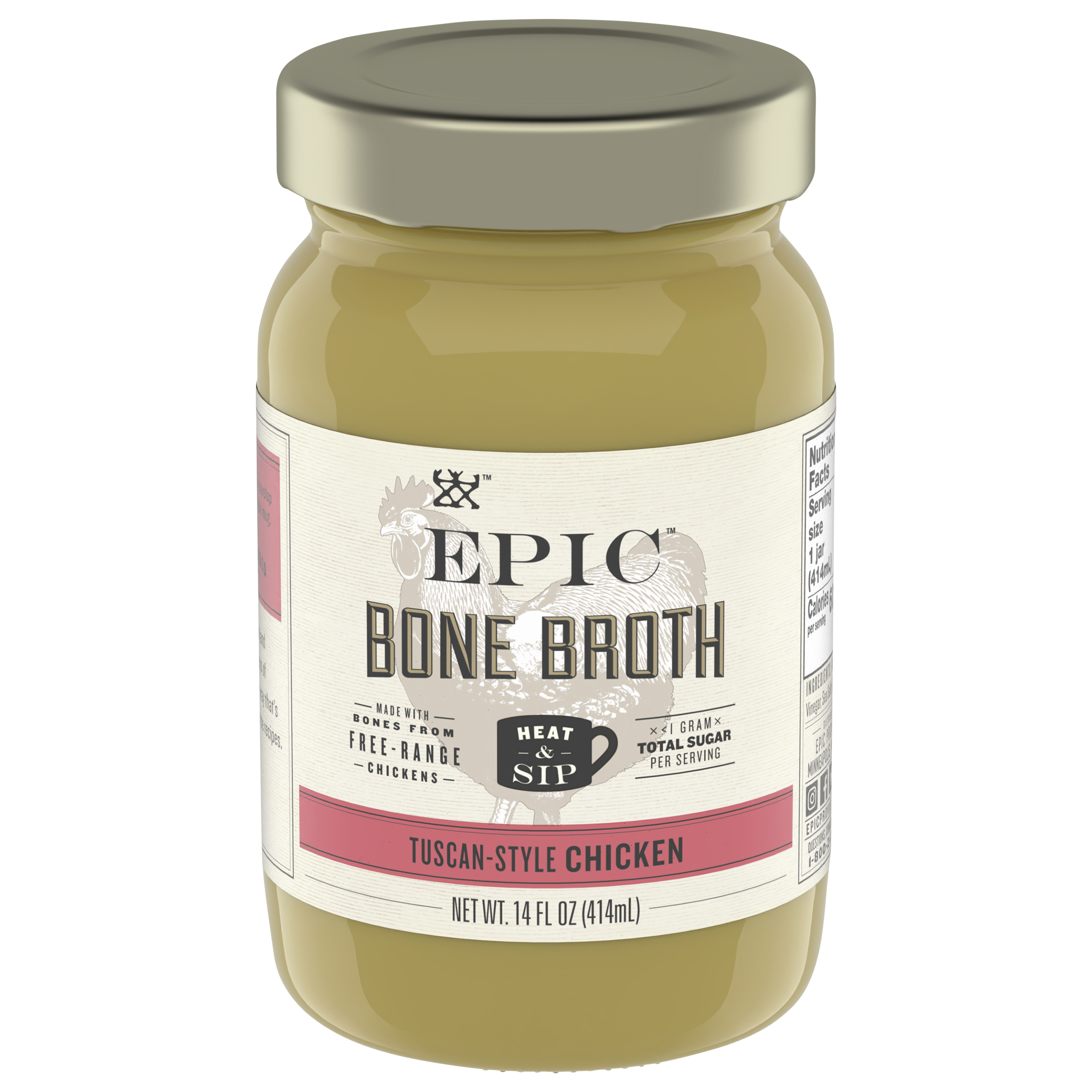 EPIC Tuscan Chicken Bone Broth, Keto Consumer Friendly,