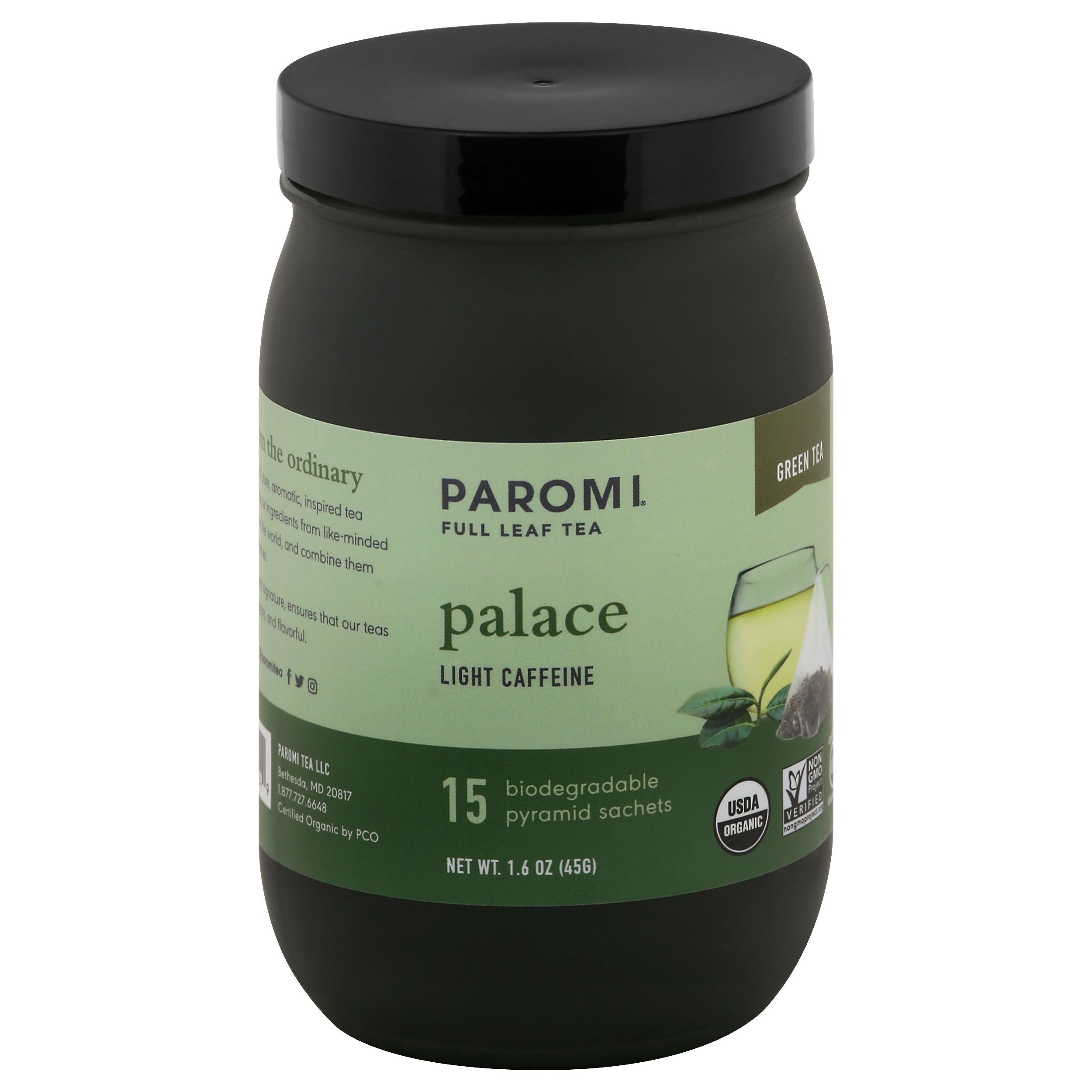 Paromi Palace Light Caffeine Pyramid Sachets Green Tea