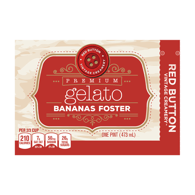 Red Button Vintage Creamery Premium Bananas Foster Gelato 1 pt