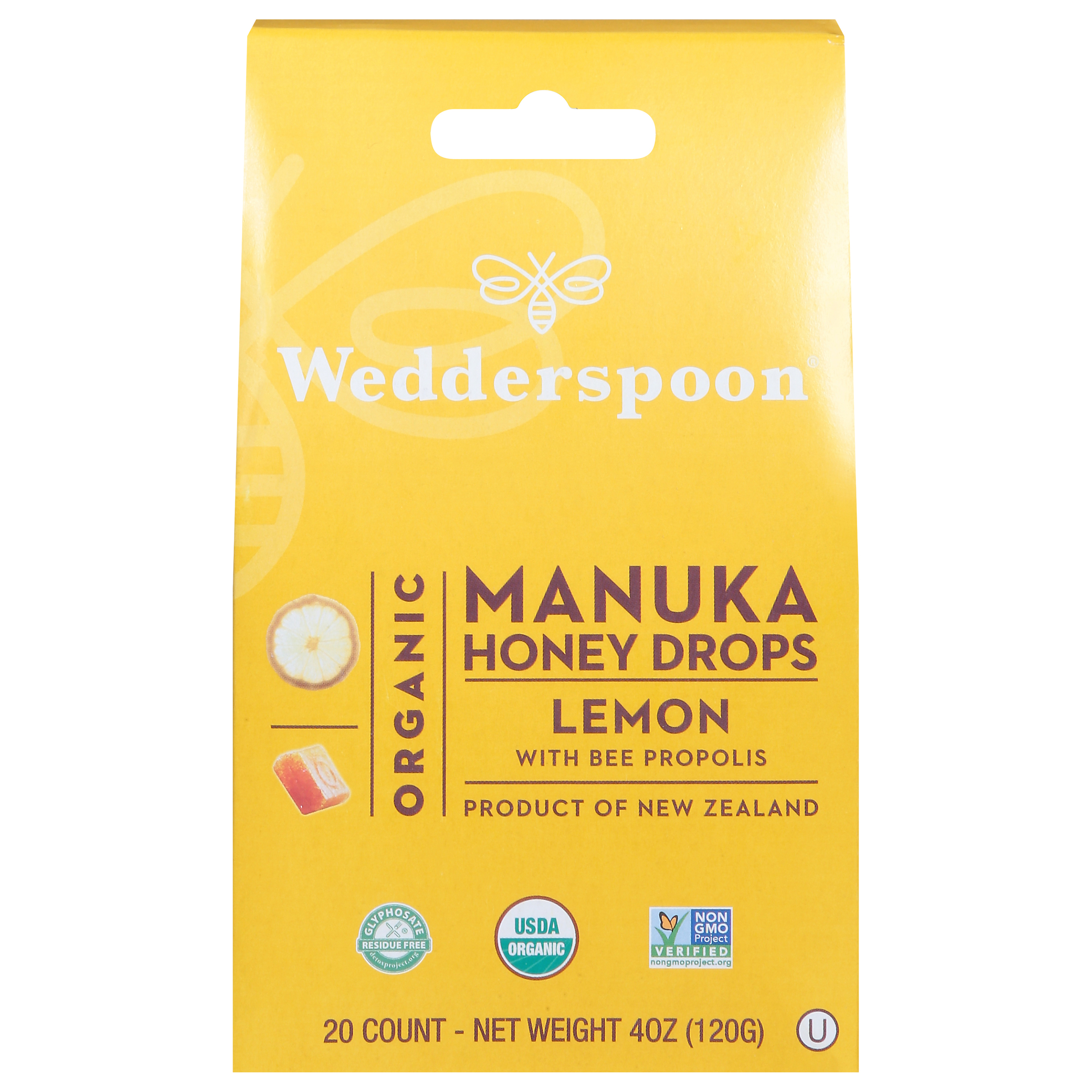 Wedderspoon Organic Lemon with Bee Propolis Manuka Honey Drops