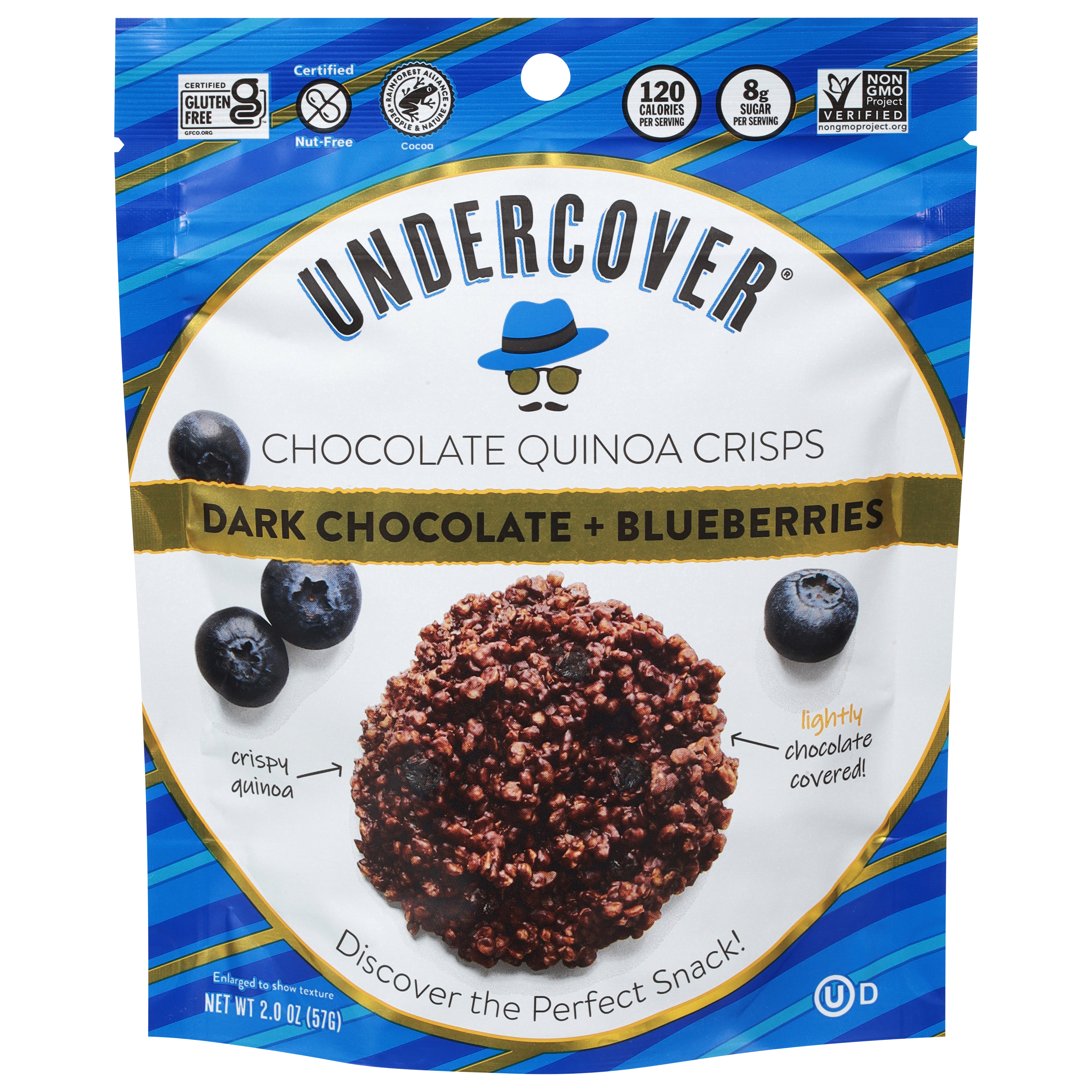 Undercover Dark Chocolate + Blueberries Chocolate Quinoa Crisps