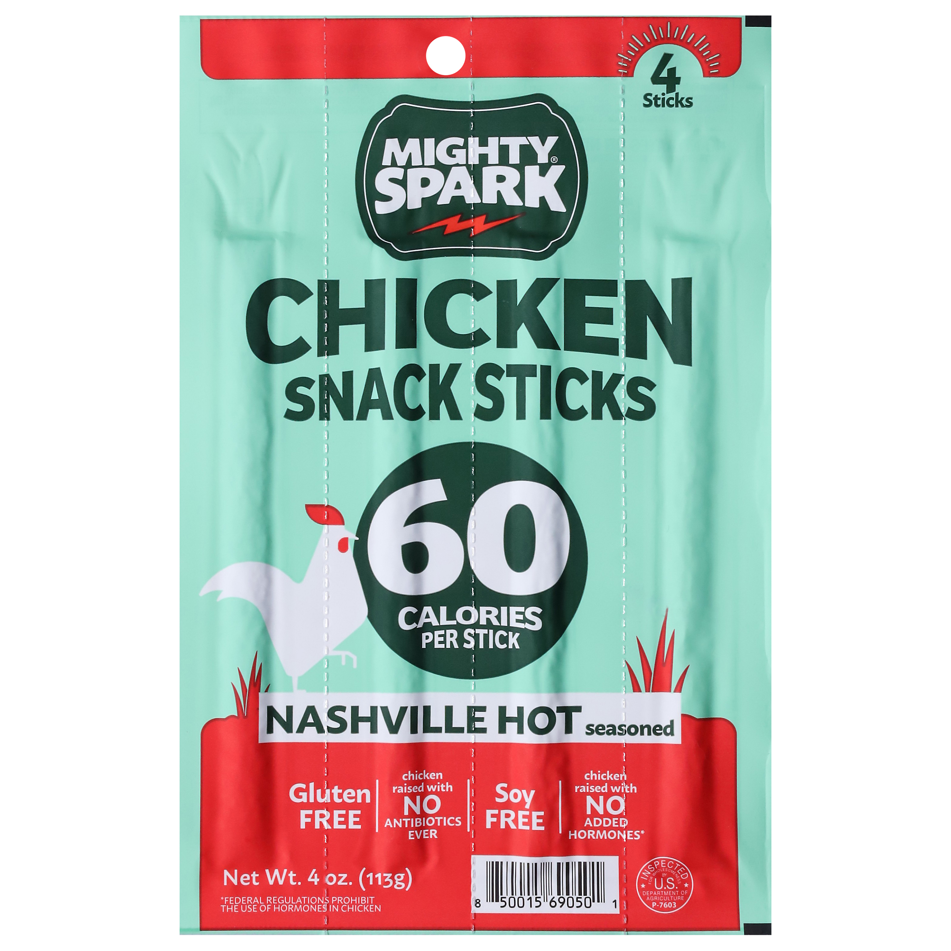 Mighty Spark Nashville Hot Seasoned Chicken Snack Stick
