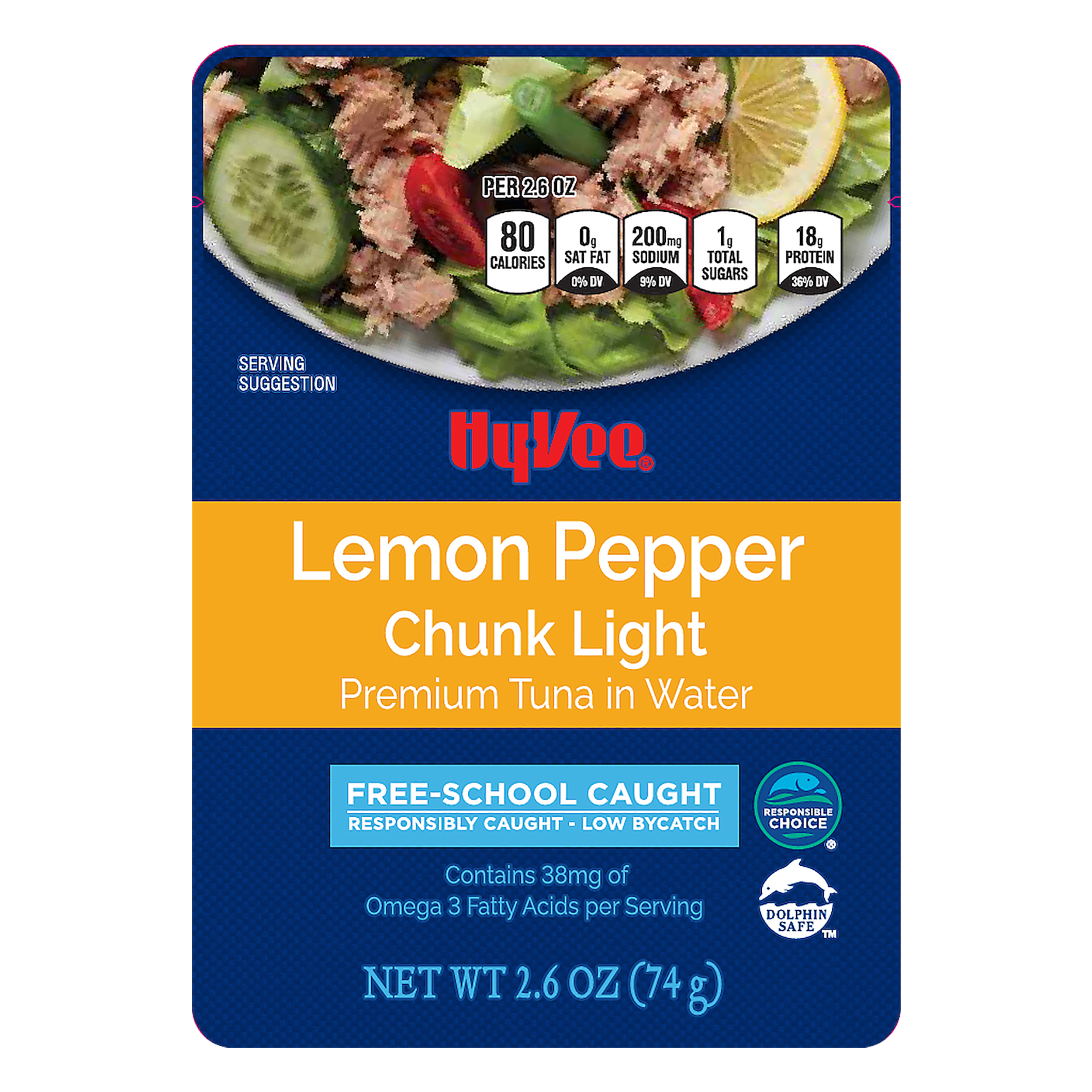 HyVee Chunk Light Premium Lemon Pepper Tuna in Water 2.6 oz POUCH