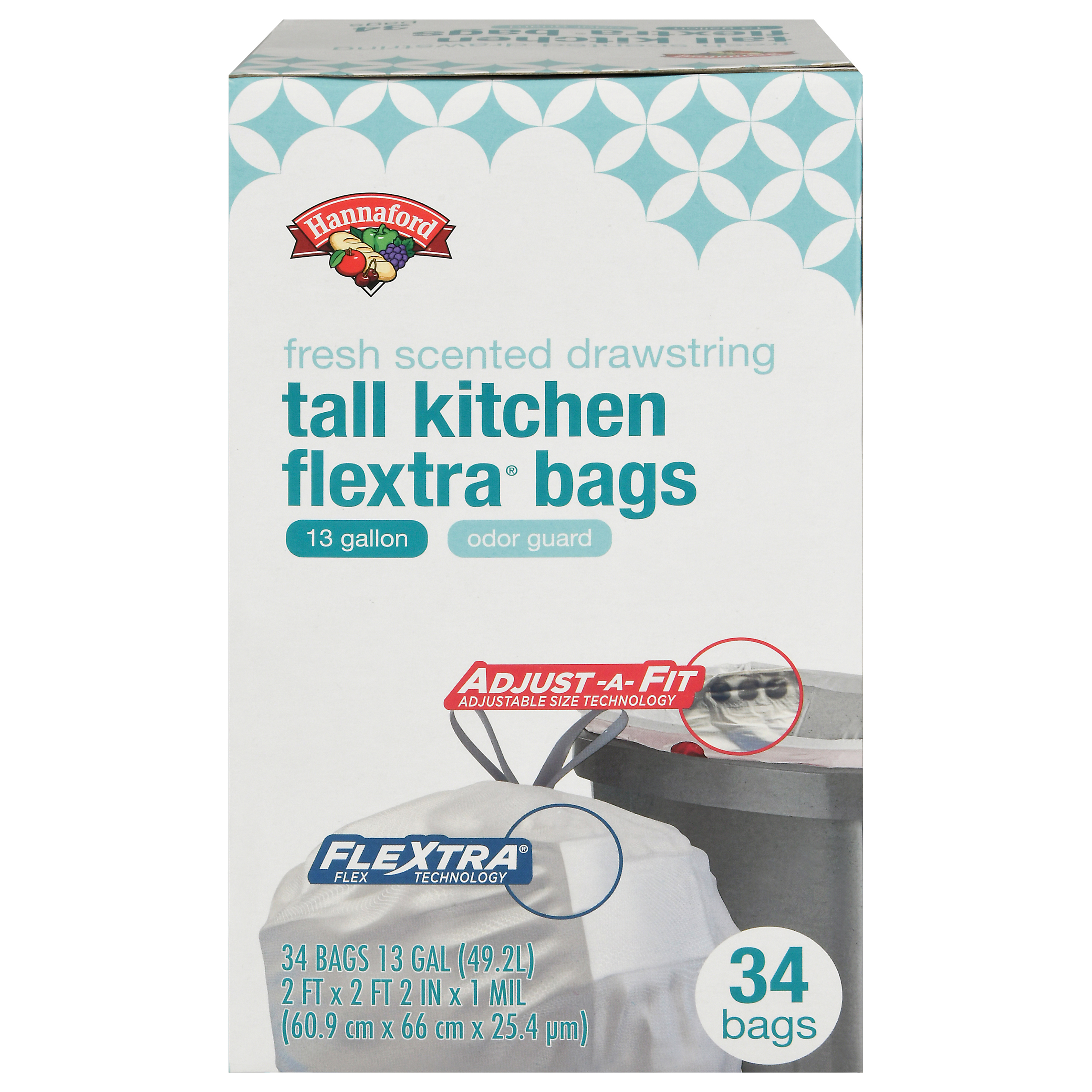 Hannaford 13 Gallon Flextra Tall Kitchen Bags 34 34 ea