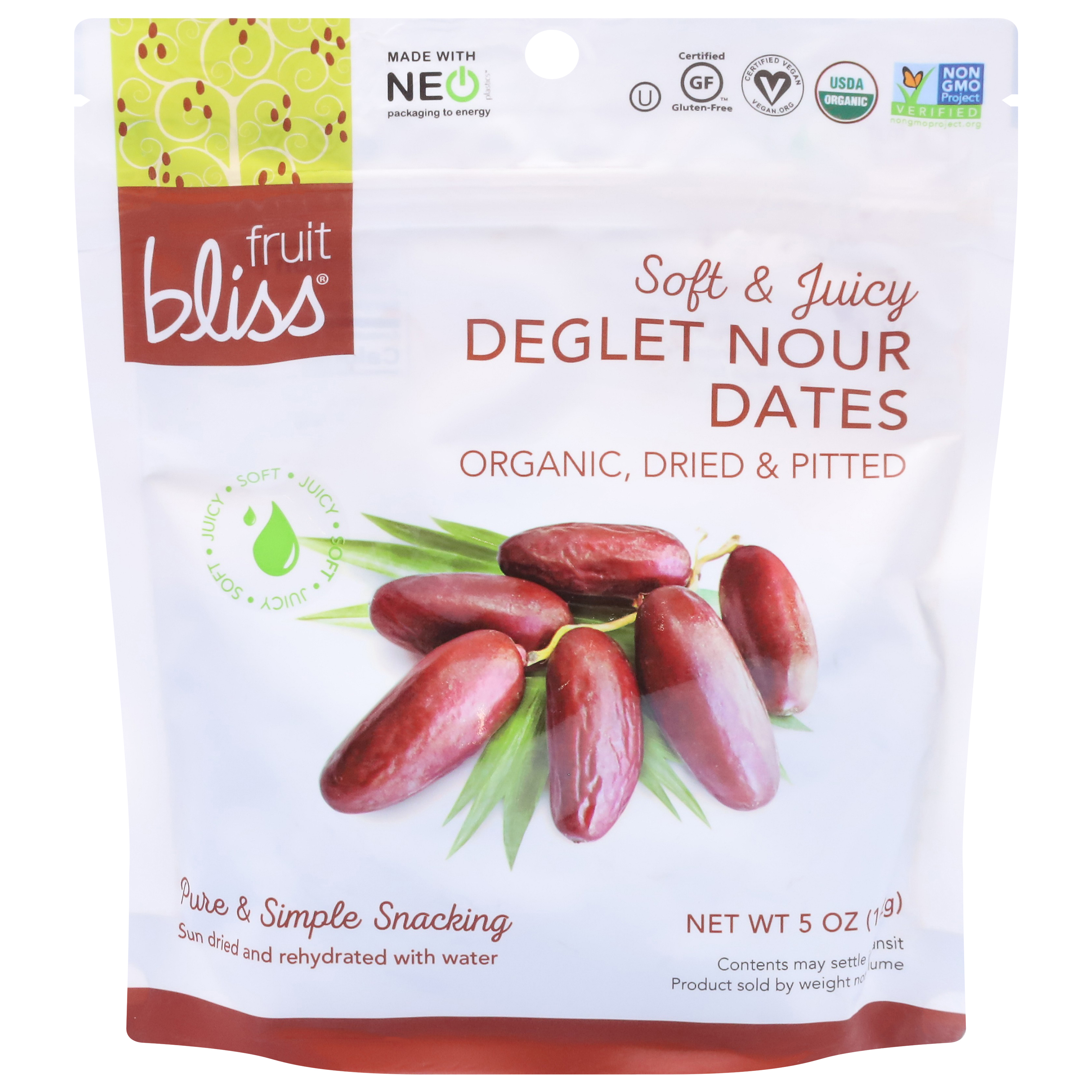 Fruit Bliss Dried & Pitted Organic Deglet Nour Dates