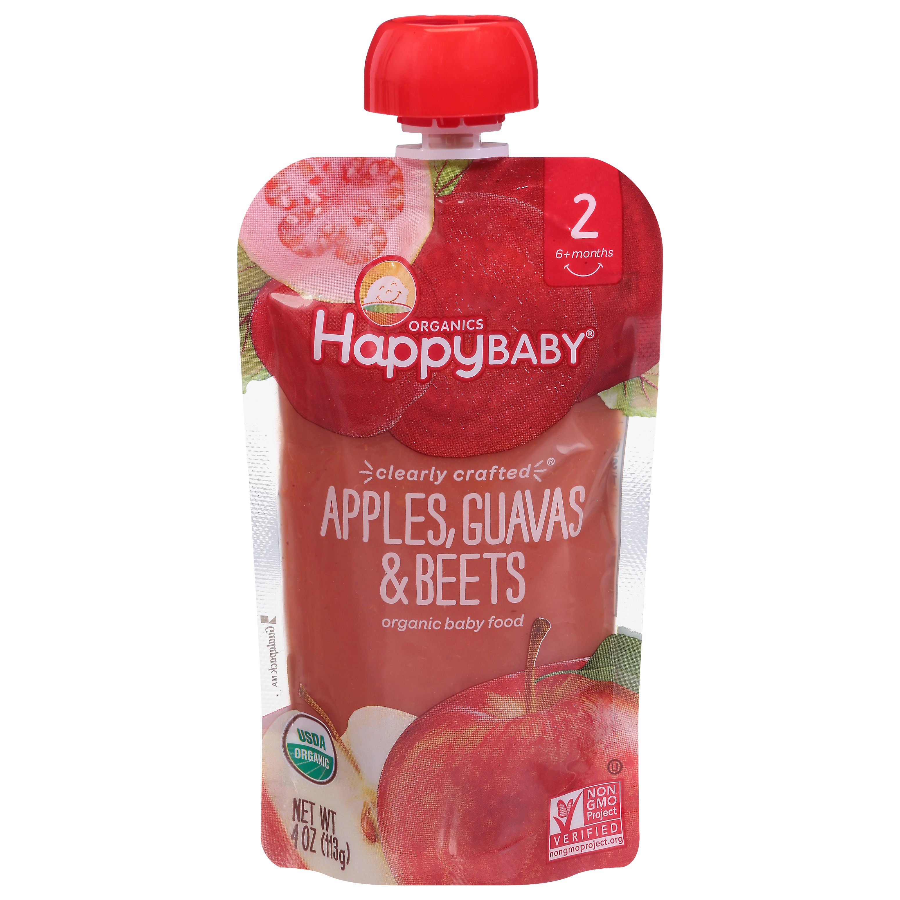 Happy Baby Organics 2 (6+ Months) Organic Apples, Guavas & Beets Baby Food Stage 2