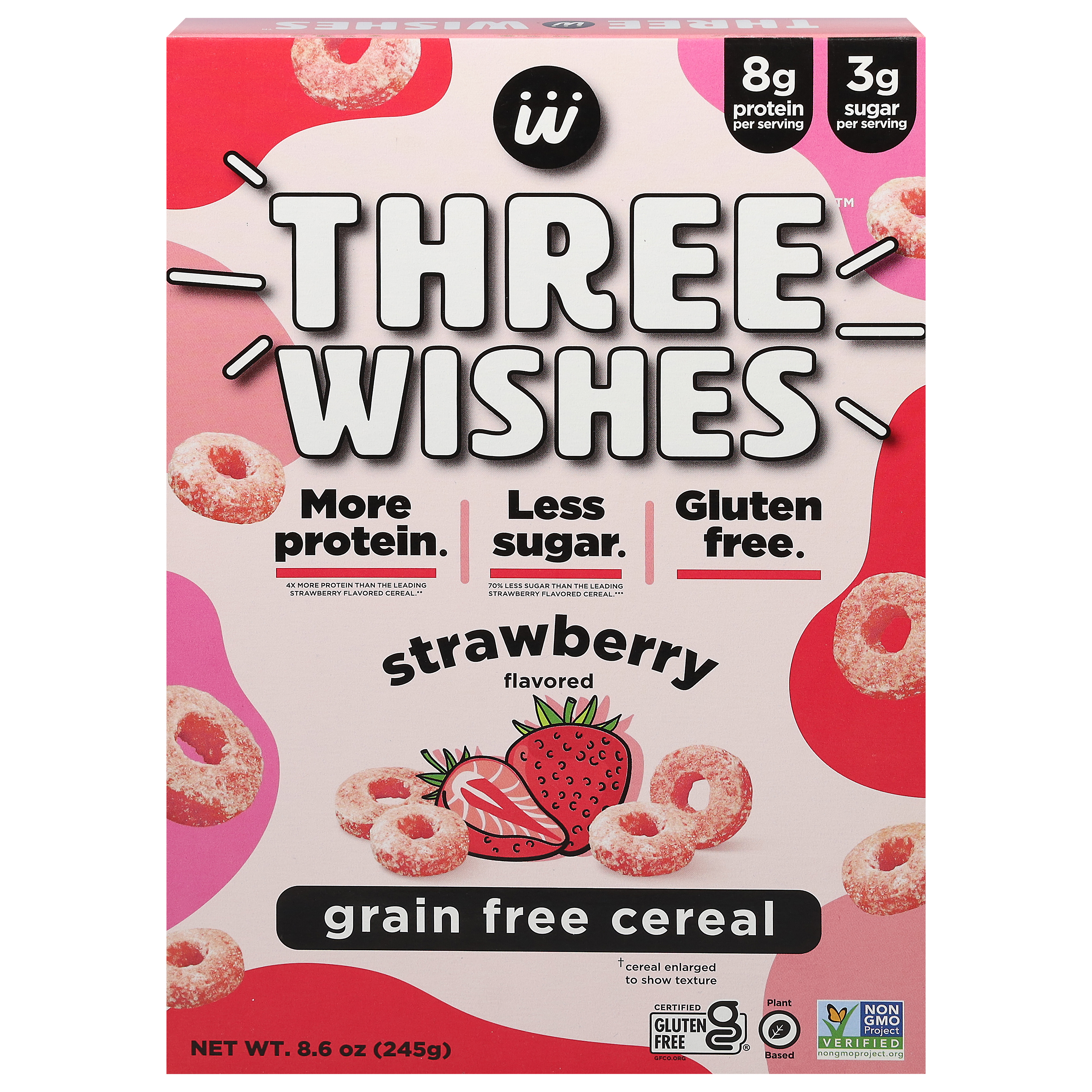 Three Wishes Grain Free Strawberry Flavored Cereal