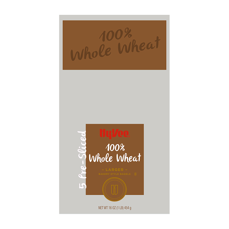 HyVee 100 Whole Wheat Larger Bakery Style Bagels 5 ea