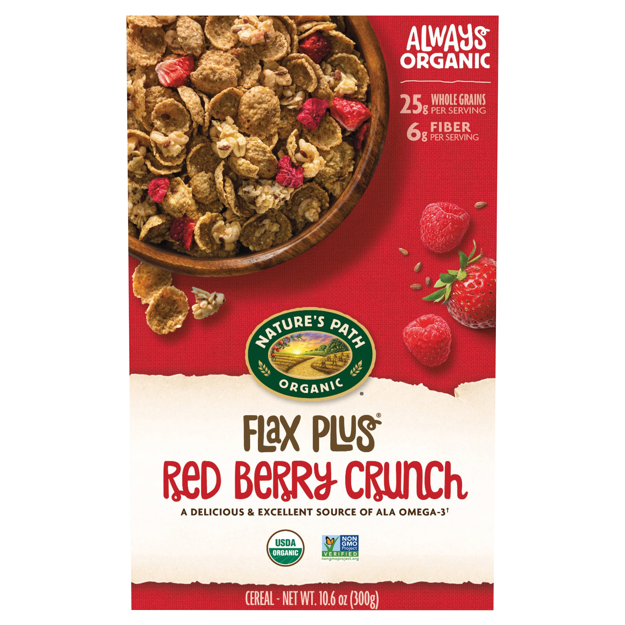 Nature's Path Organic Flax Plus Red Berry Crunch Cereal 10oz Box