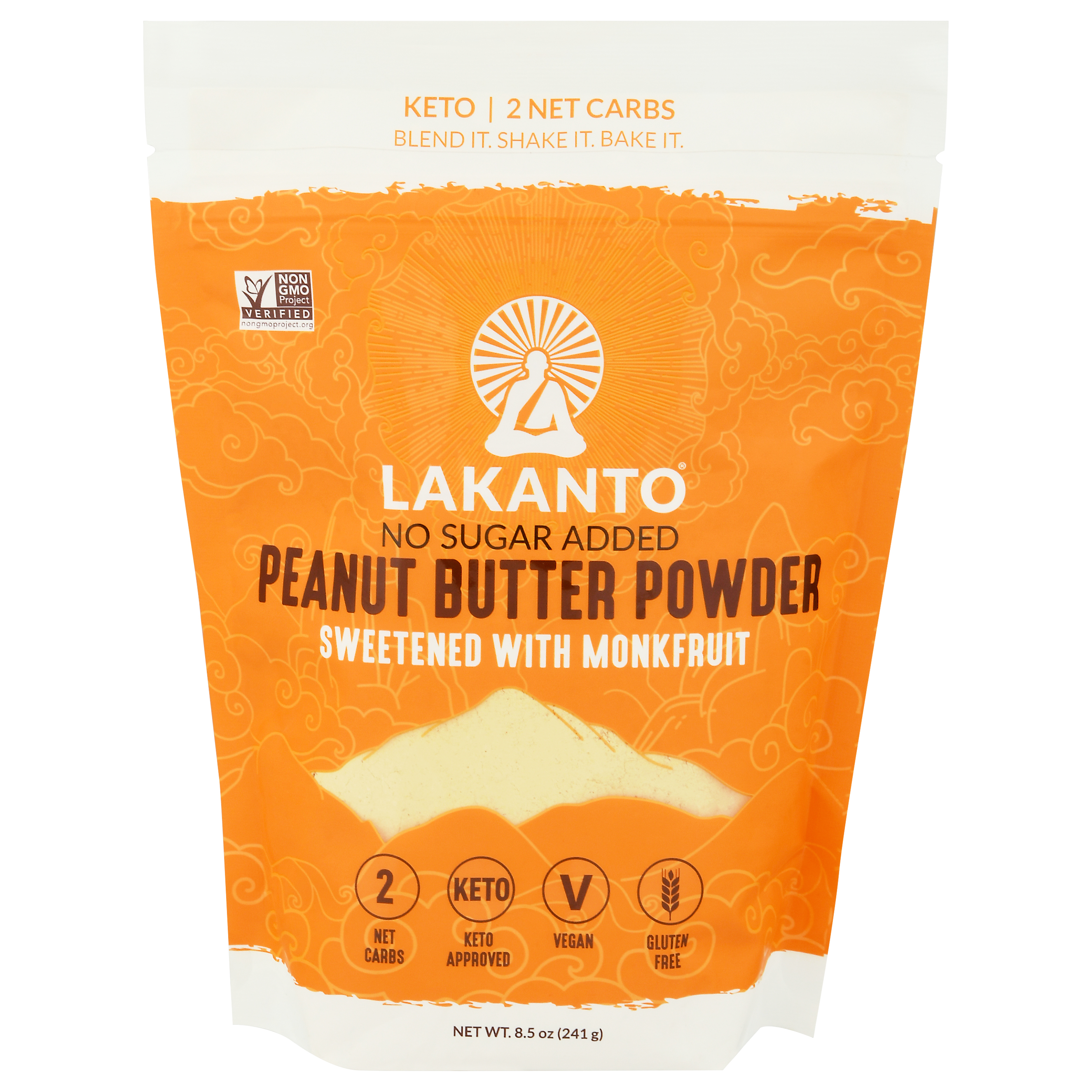 Lakanto No Sugar Added Peanut Butter Powder 8.5 oz Stand Pack
