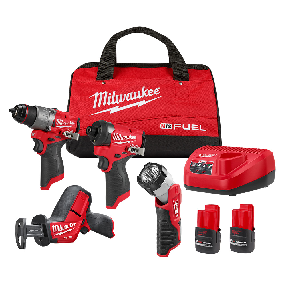 MILWAUKEE 3497 24 M12 FUEL 4 TOOL COMBO KIT KIT INCLUDES 3404 20