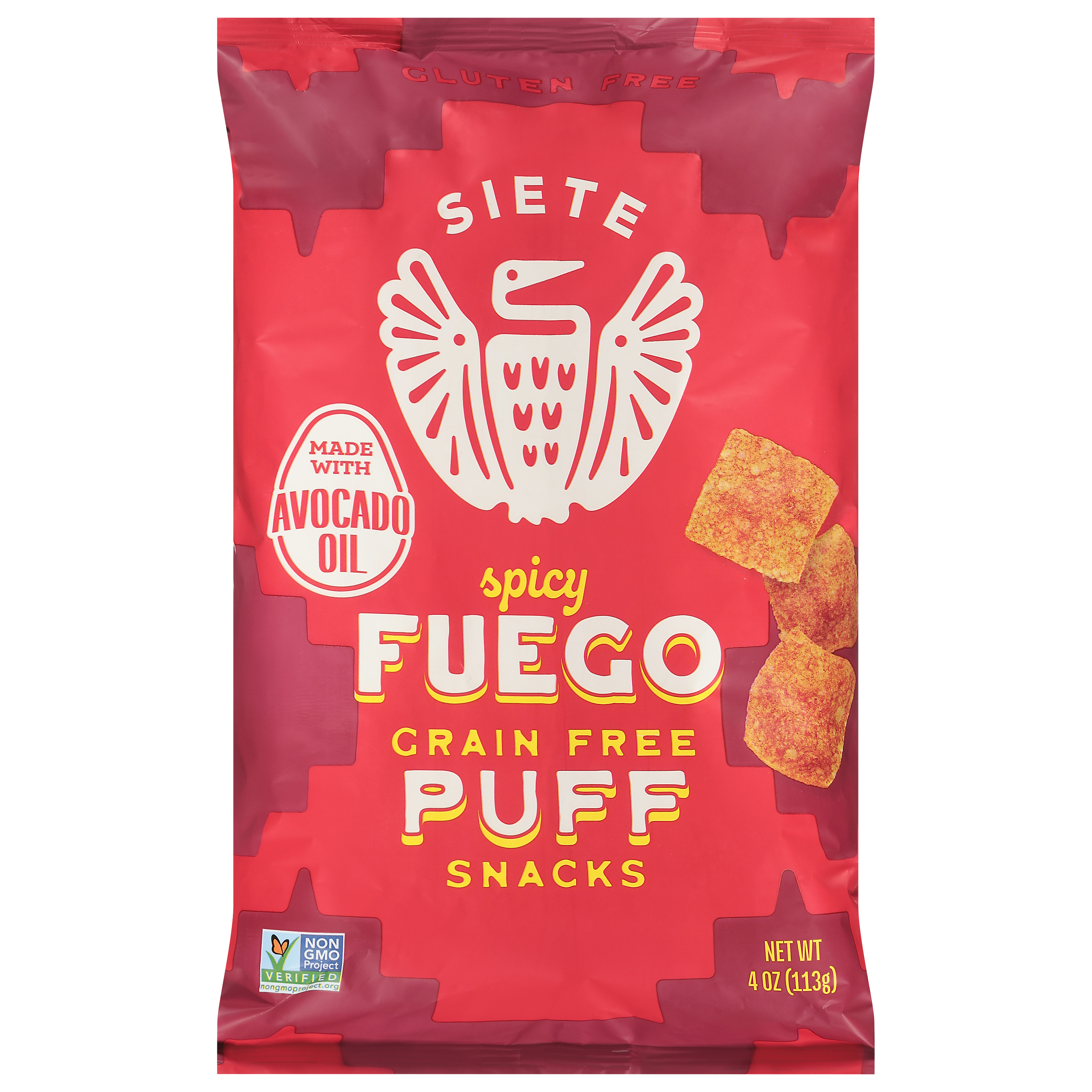 Siete Puff Snacks, Grain Free, Spicy, 4 Ounce