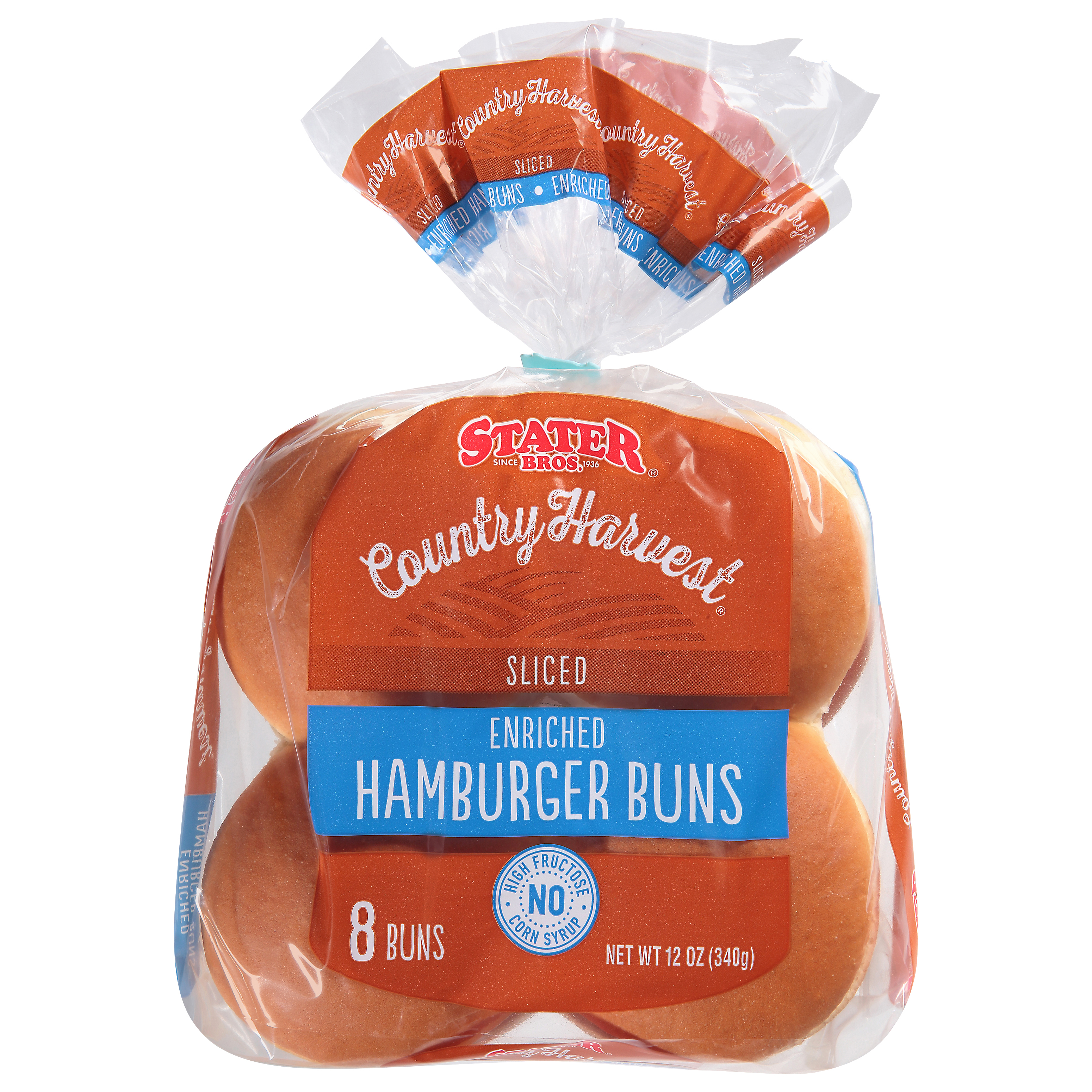 Stater Bros. Country Harvest Sliced Enriched Hamburger Buns 8 ea