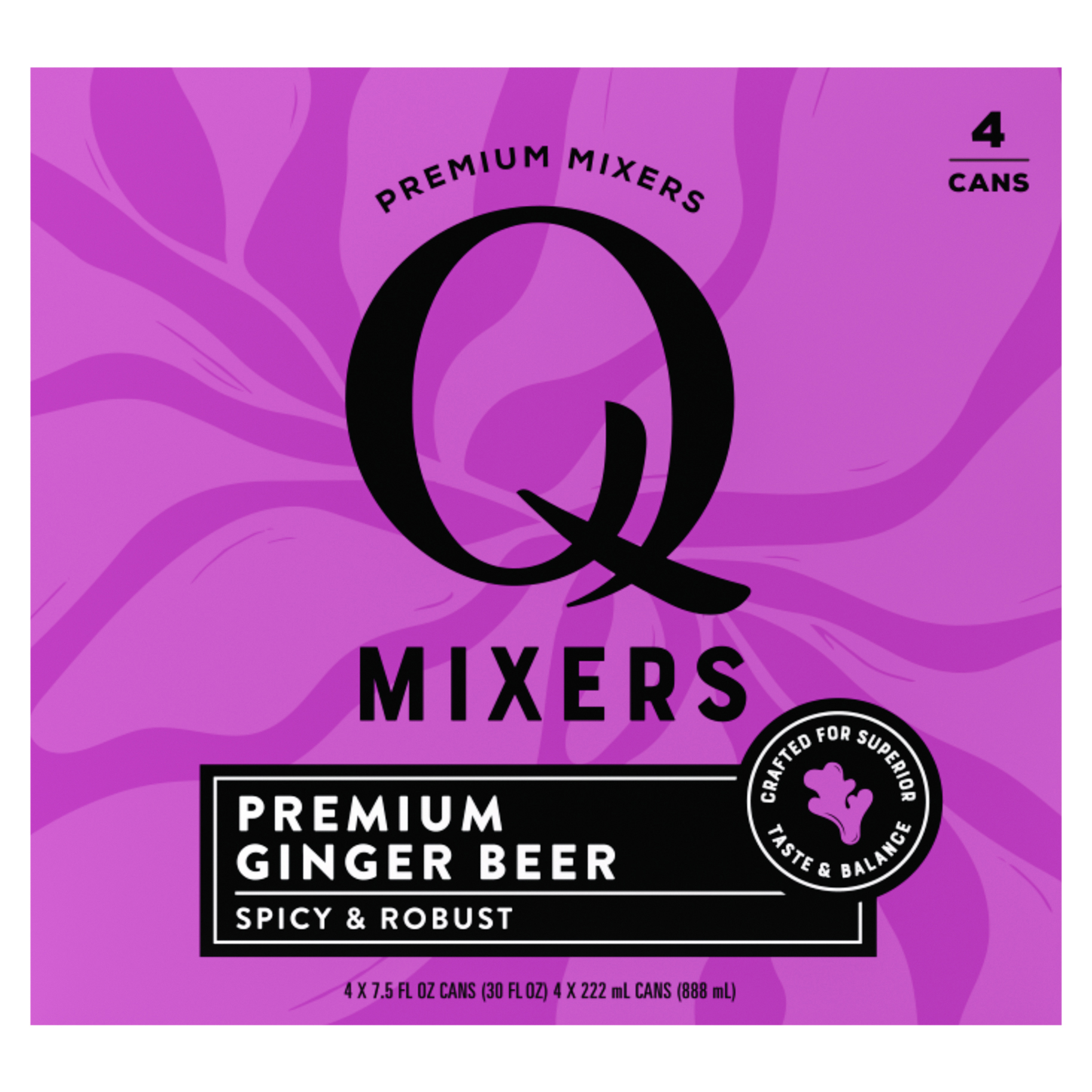 Q Mixers Ginger Beer, Premium Cocktail Mixer Made with Real Ingredients, 7.5 Fl Oz (Pack of 4)